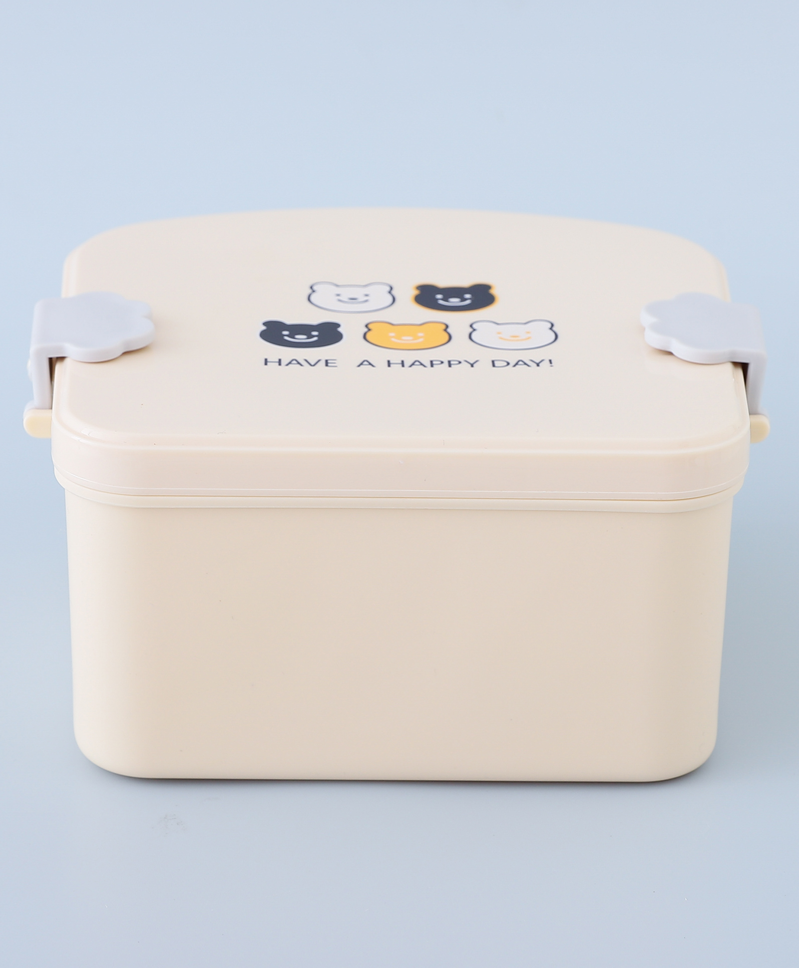 ZOE Bear Printed Lunch Box with Cutlery - Brown-image-24