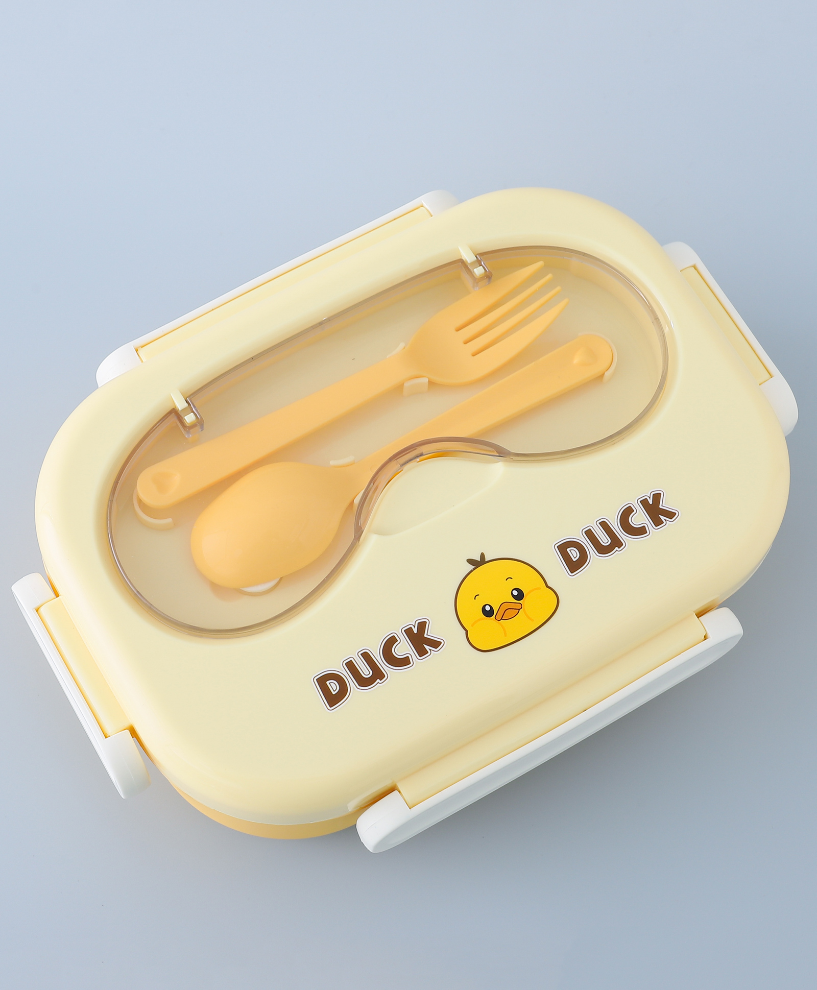 Zoe Hot Case Insulated Lunch Box with Small Container Spoon and Fork Duck Theme - Yellow-image-47
