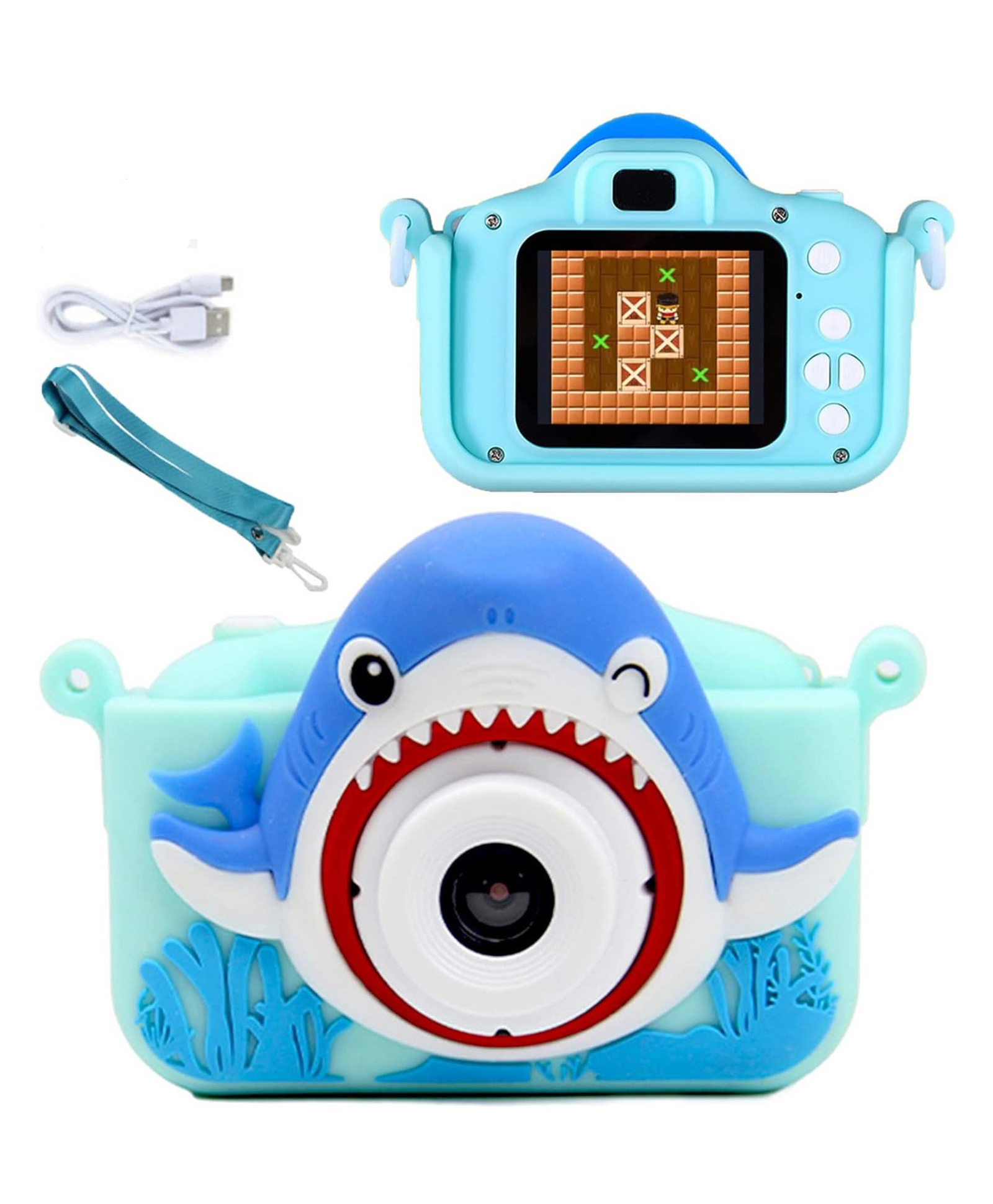 AKN TOYS Digital Handy Portable Shark Camera Full HD 1080P 2.0 Screen with Inbuilt Game Multicolor ( Color May Vary)-image-33