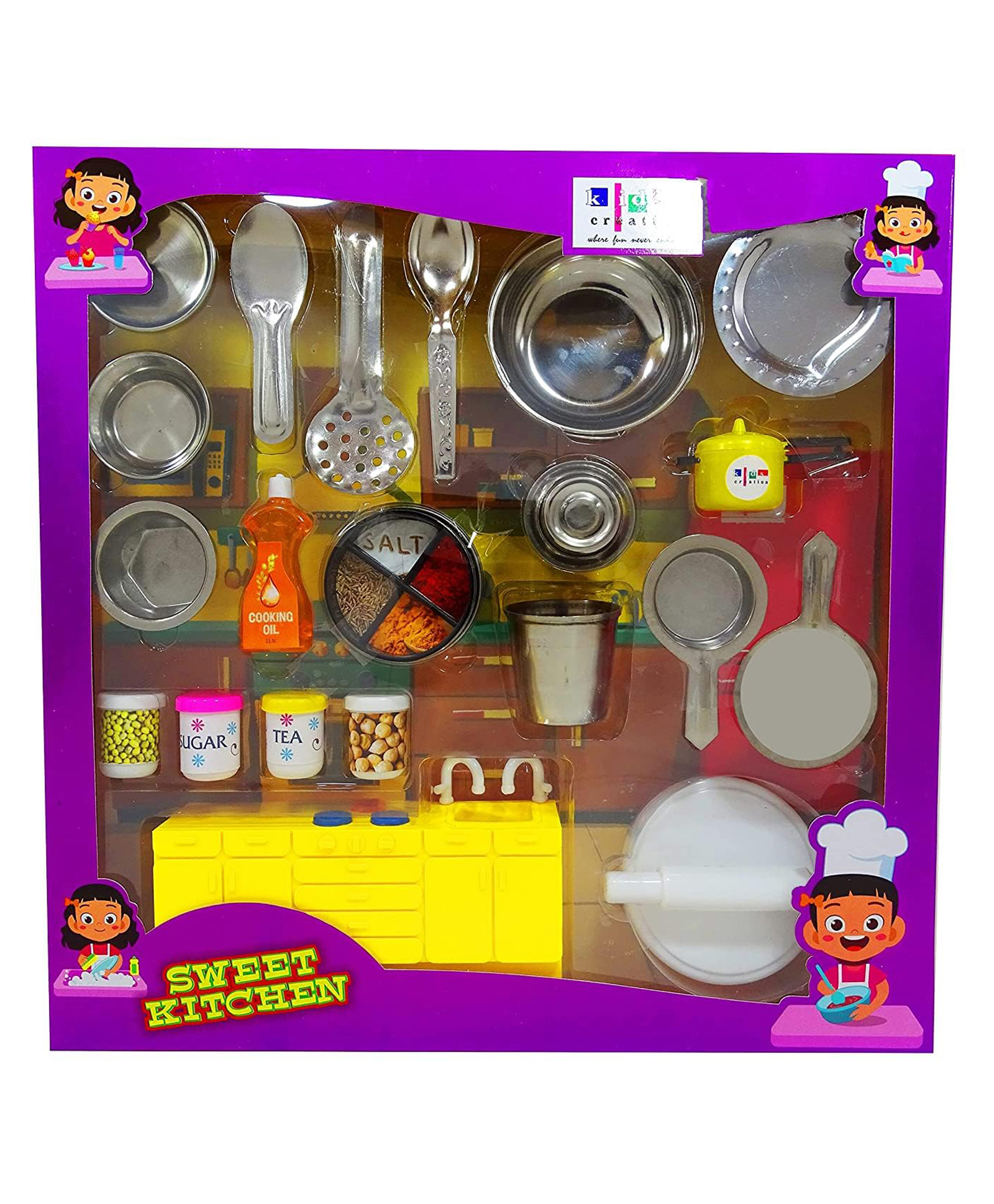 New Pinch 26 pcs My Sweet Kitchen Pretend Play Cooking Set for Kids - Multicolor Miniature Toy Set for Girls Kids-picture-15