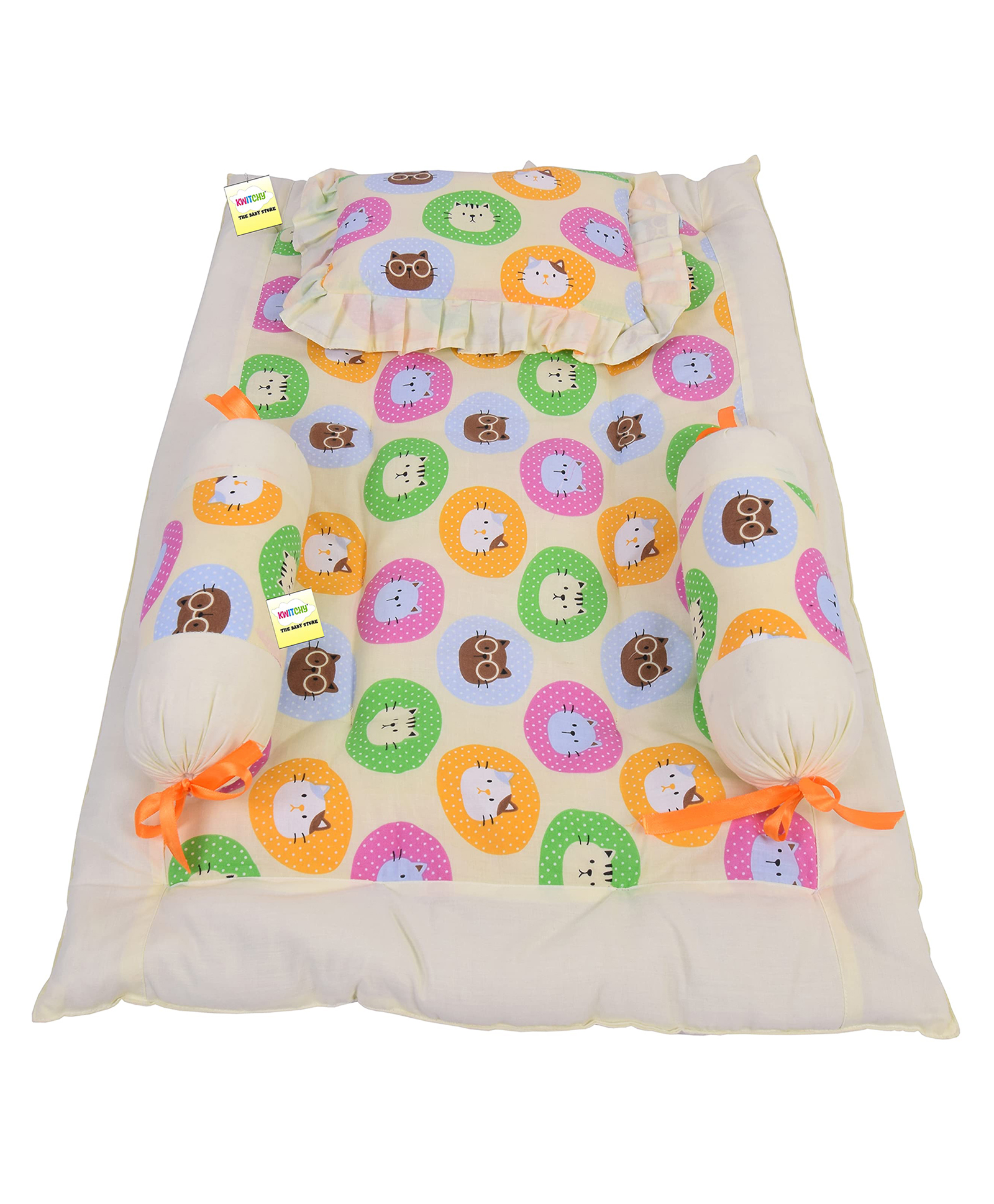 Kwitchy New Born Baby Bedding Set 4 Pcs Mattresses Gaddi with Pillows -  Yellow-picture-11