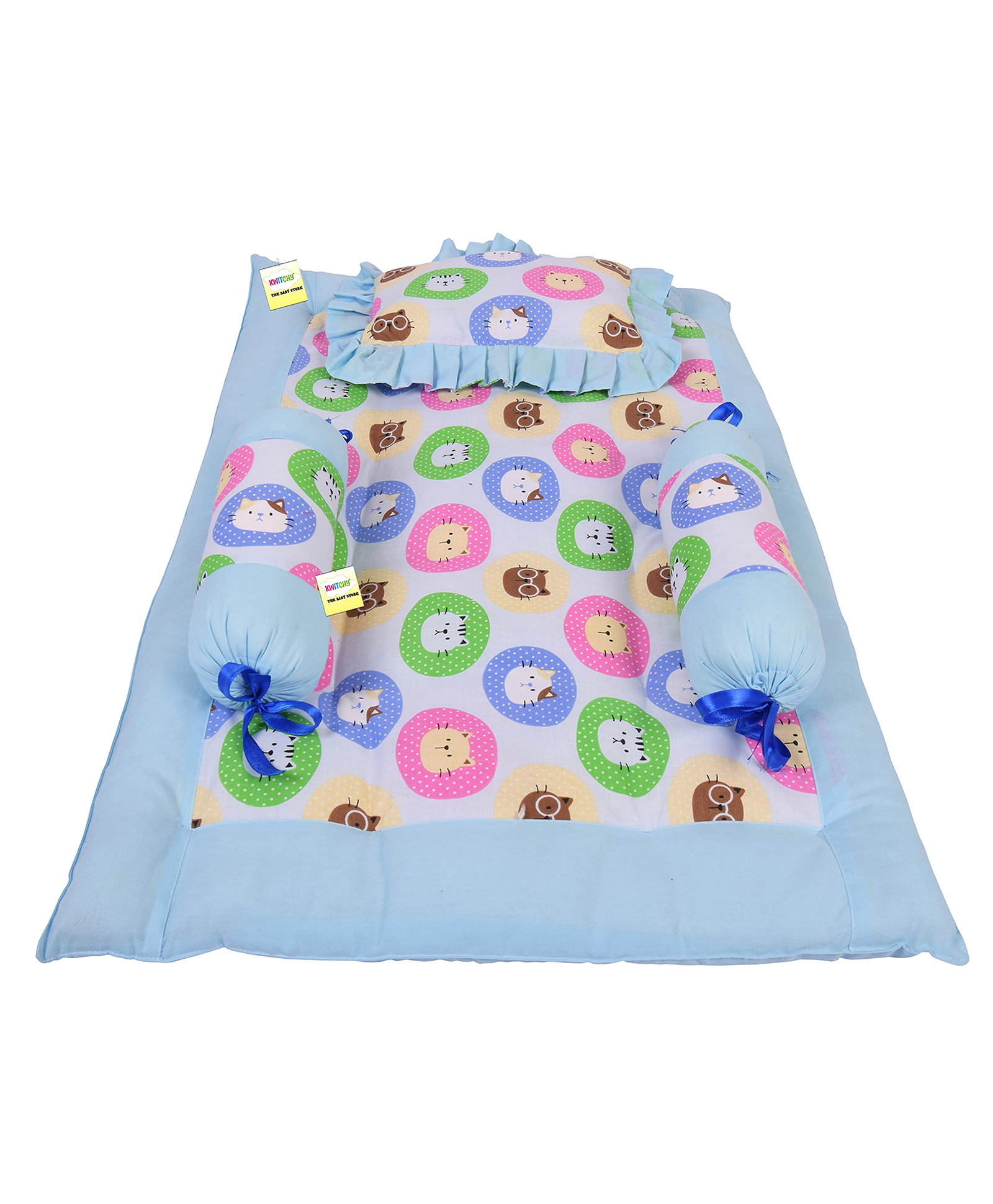 Kwitchy New Born Baby Bedding Set 4 Pcs Mattresses Gaddi with Pillows -  Blue-picture-24