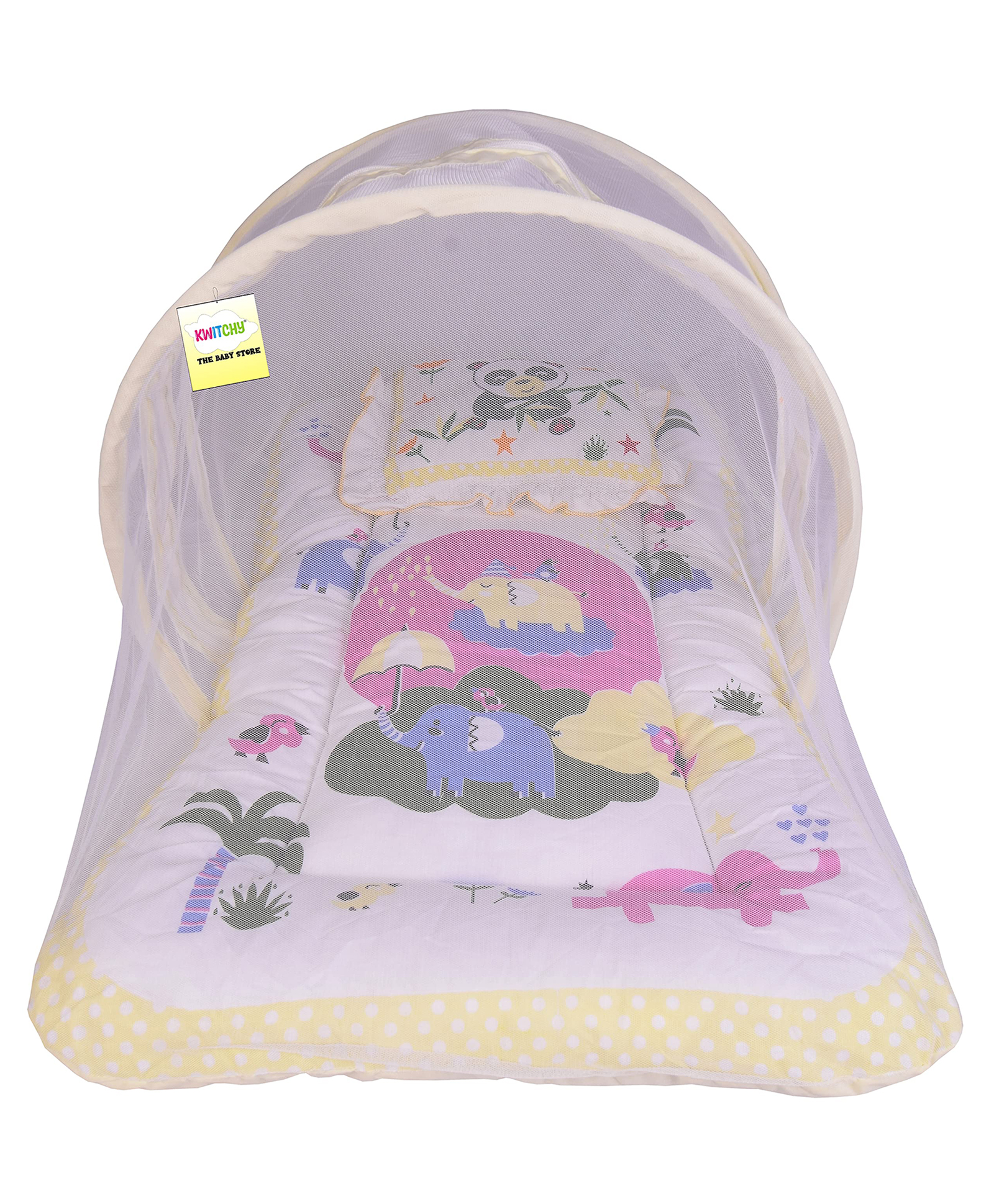 Kwitchy Baby Bedding Set Folding Mattress with Mosquito Net and Pillow  - Yellow-image-27