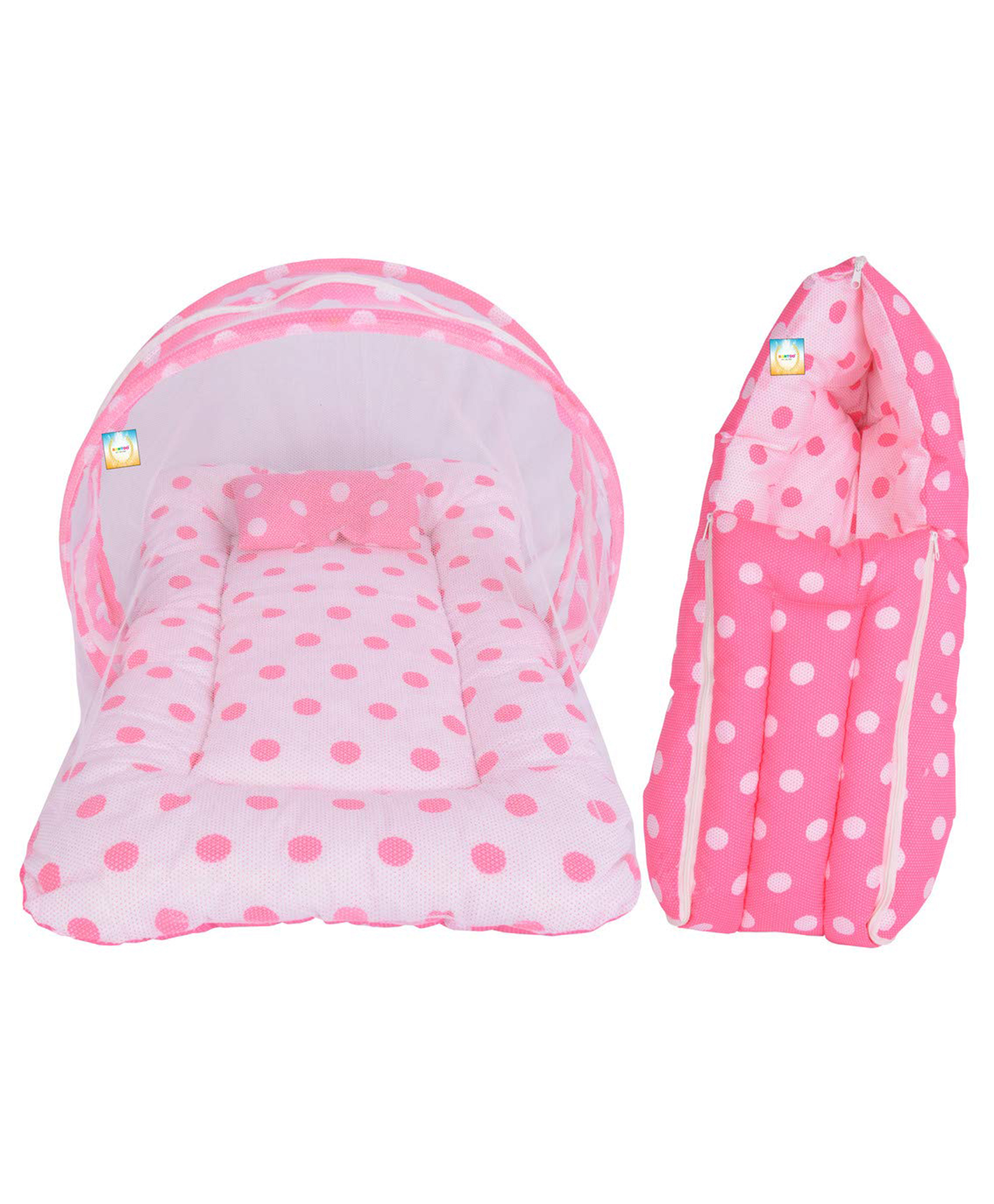Kwitchy New Born Baby Bedding Combo Set Mattress with Net & Sleeping Bag -Pink-picture-29