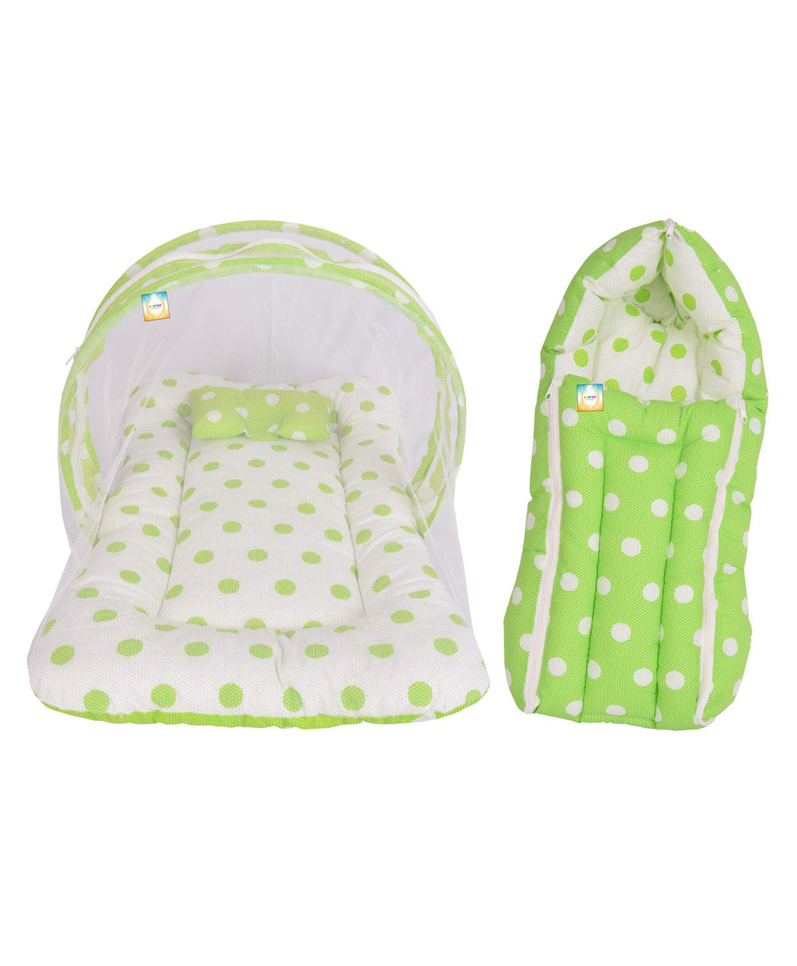 Kwitchy New Born Baby Bedding Combo Set Mattress with Net & Sleeping Bag -Green-picture-30
