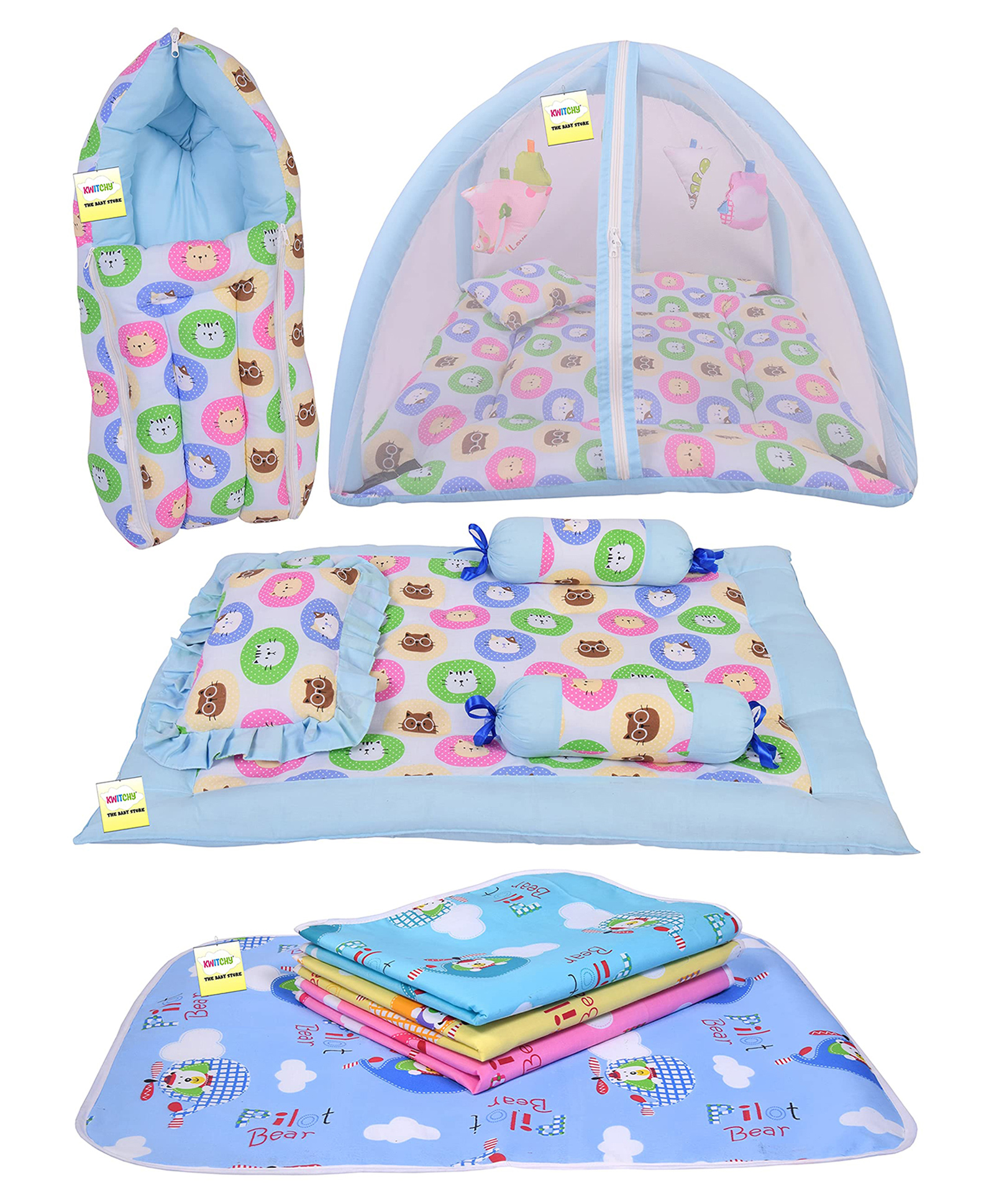 Kwitchy Baby Bedding Set for New Born Sleeping Essential Combo - Blue-image-13