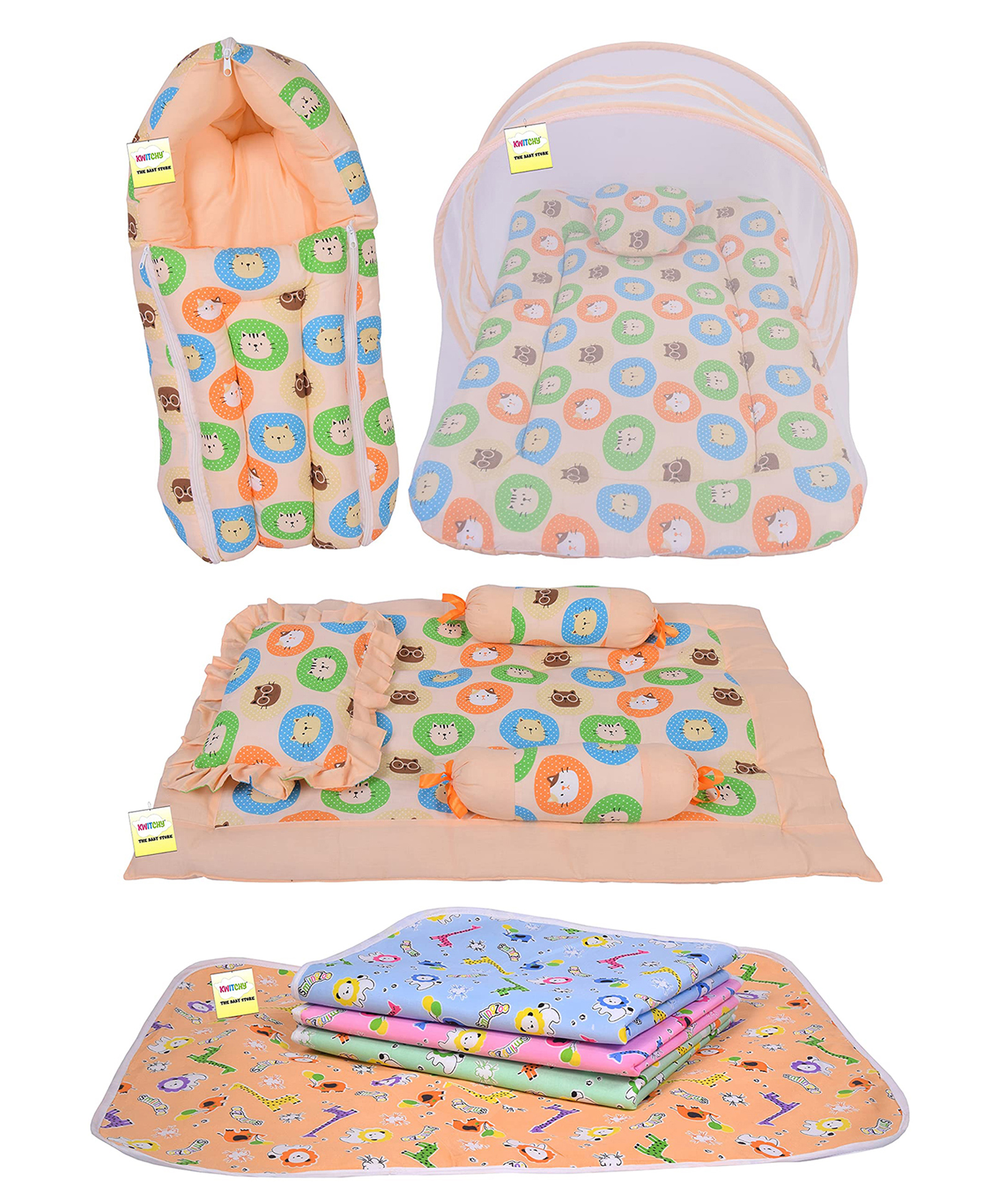 Kwitchy New Born Baby Bedding Set Sleeping Essential Combo Pack - Orange-picture-14