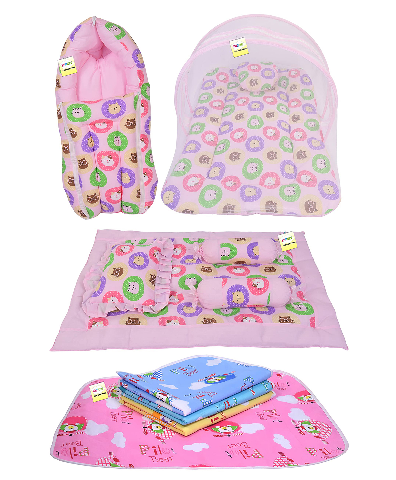 Kwitchy New Born Baby Bedding Set Sleeping Essential Combo Pack - Pink-picture-16