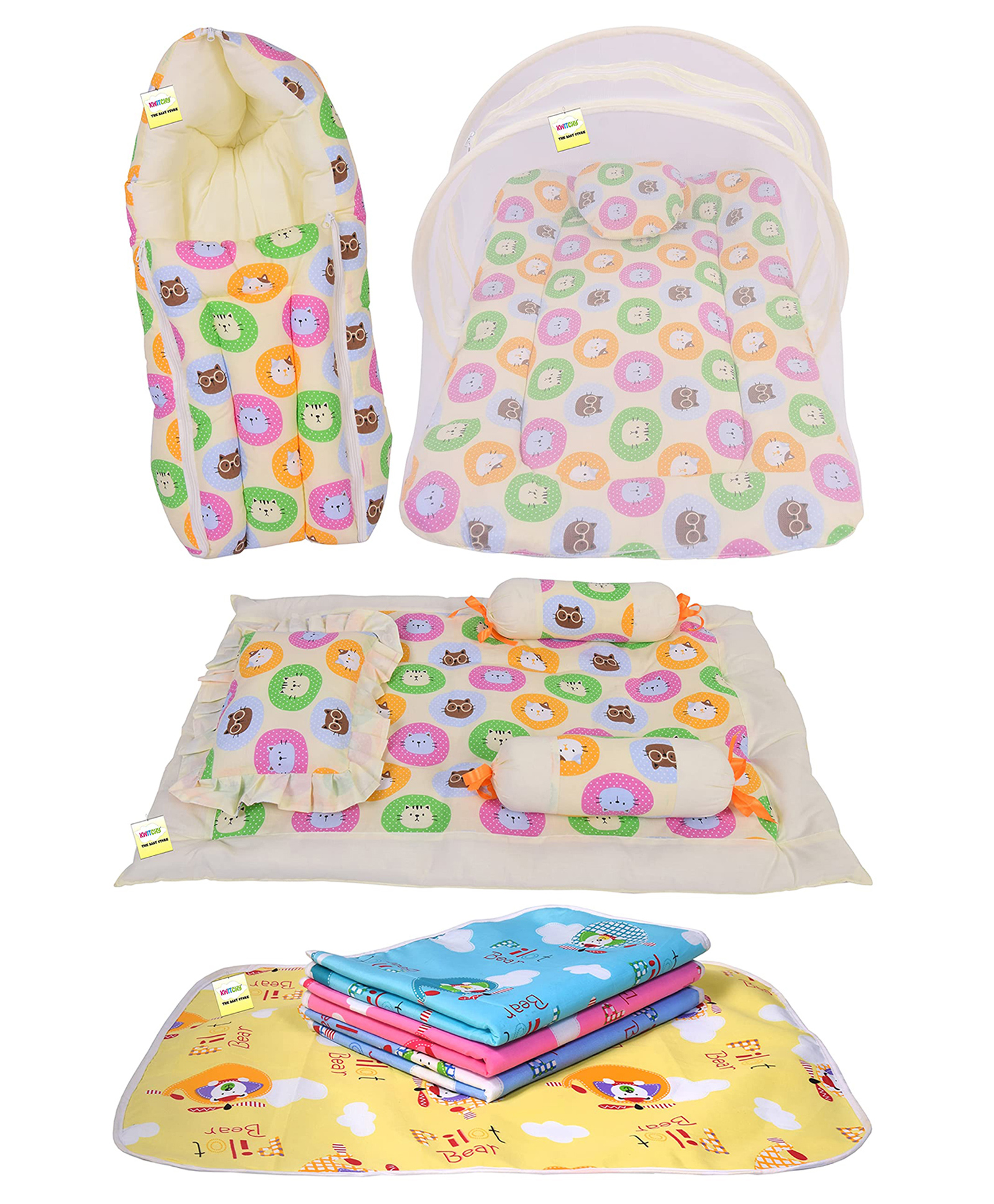 Kwitchy New Born Baby Bedding Set Sleeping Essential Combo Pack - Yellow-image-13