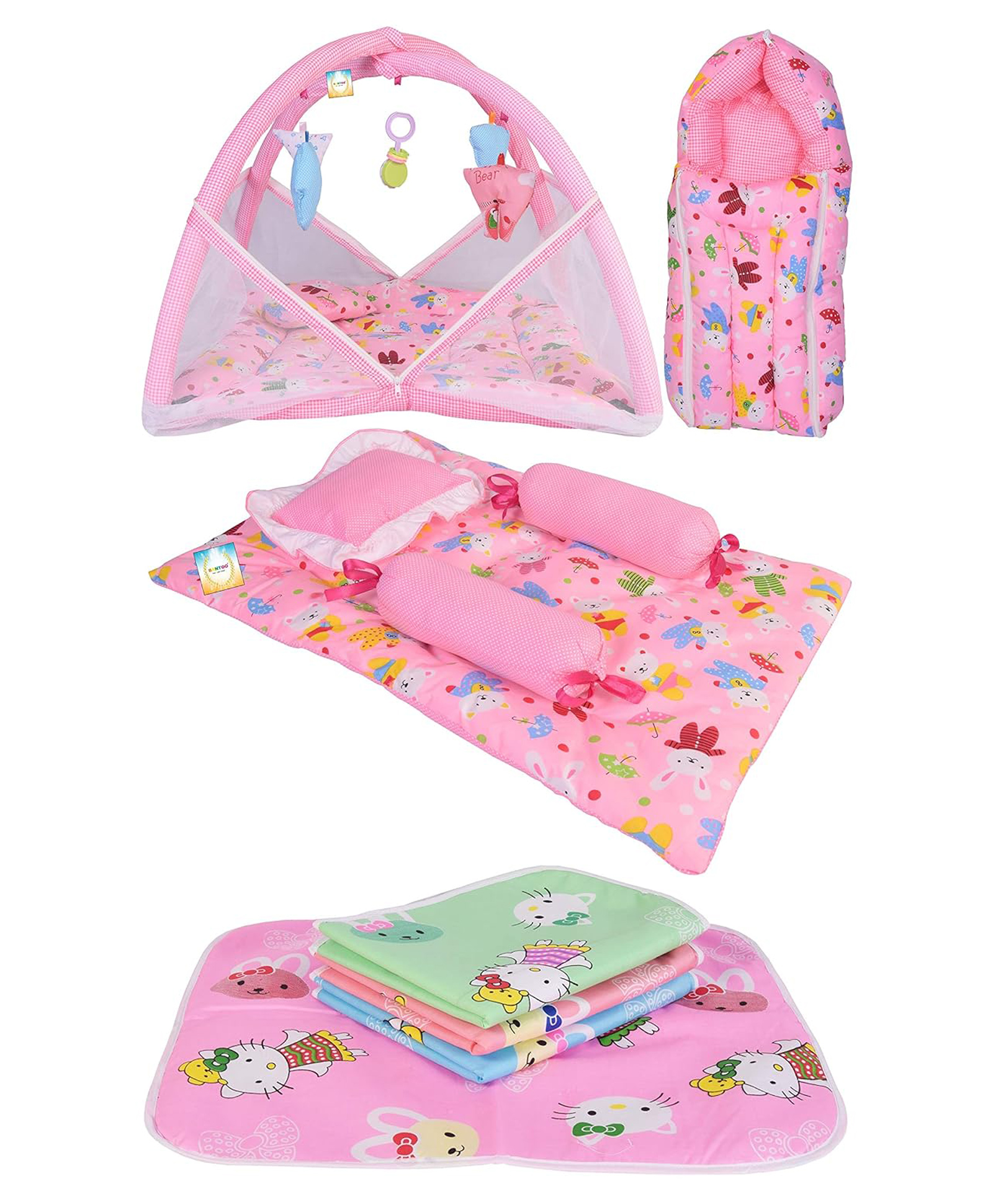 Kwitchy New Born Baby Bedding Set Sleeping Essentials Combo - Pink-image-32