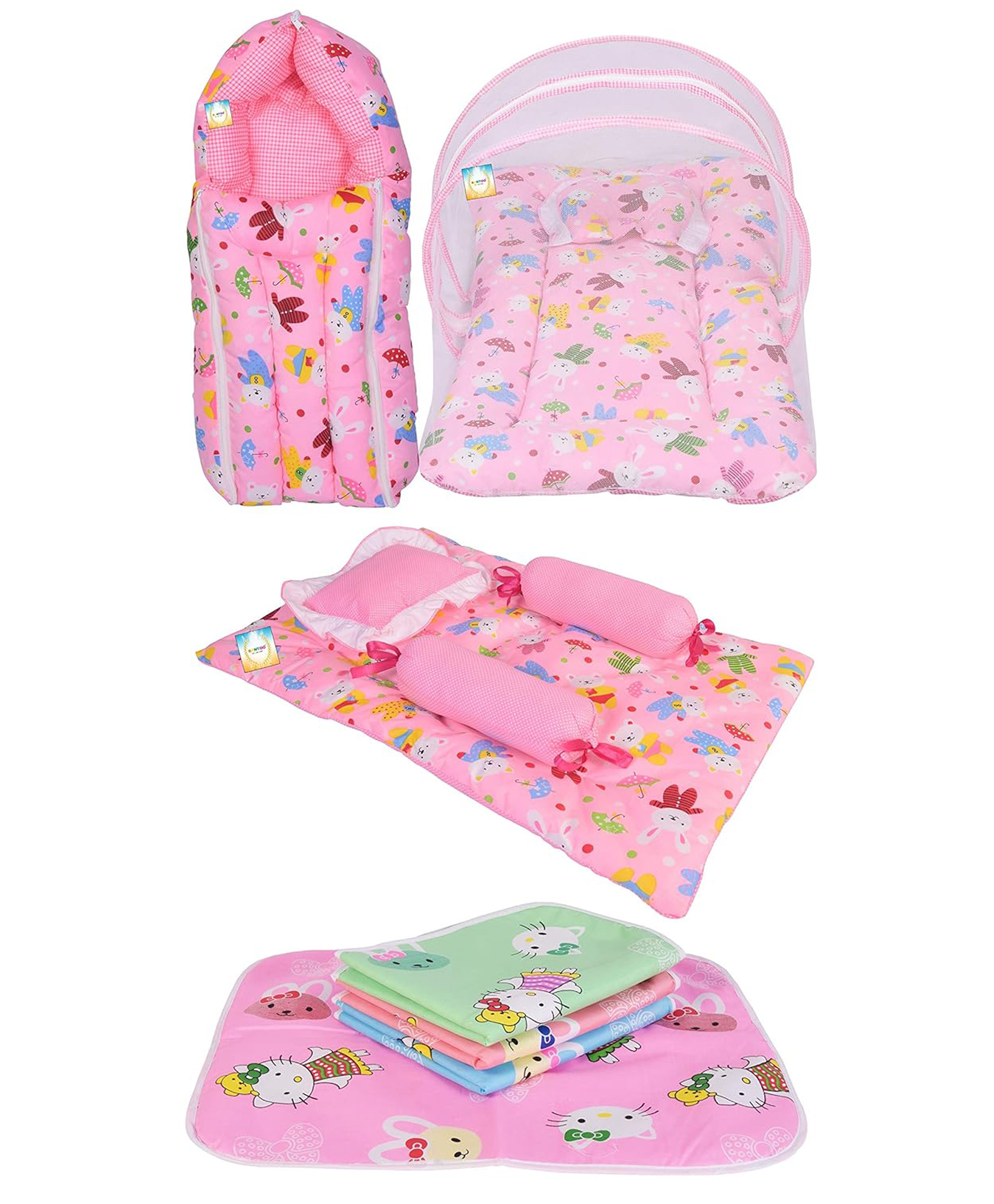 Kwitchy Baby Bedding Combo Set New Born Complete Sleeping Essentials - Pink-image-45