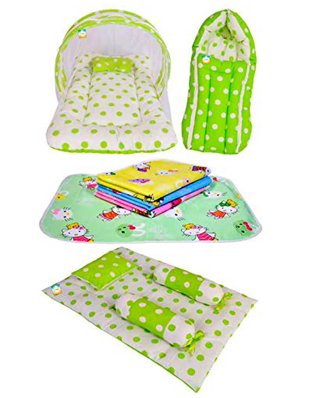 Kwitchy Baby Bedding Combo New Born Complete Sleeping Essentials - Green-image-36