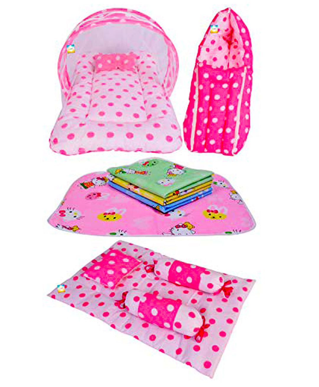 Kwitchy Baby Bedding Combo New Born Complete Sleeping Essentials - Pink-image-48