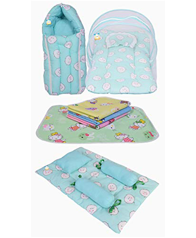 Kwitchy Baby Bedding Set New Born Complete Sleeping Essentials Combo - Green-image-3