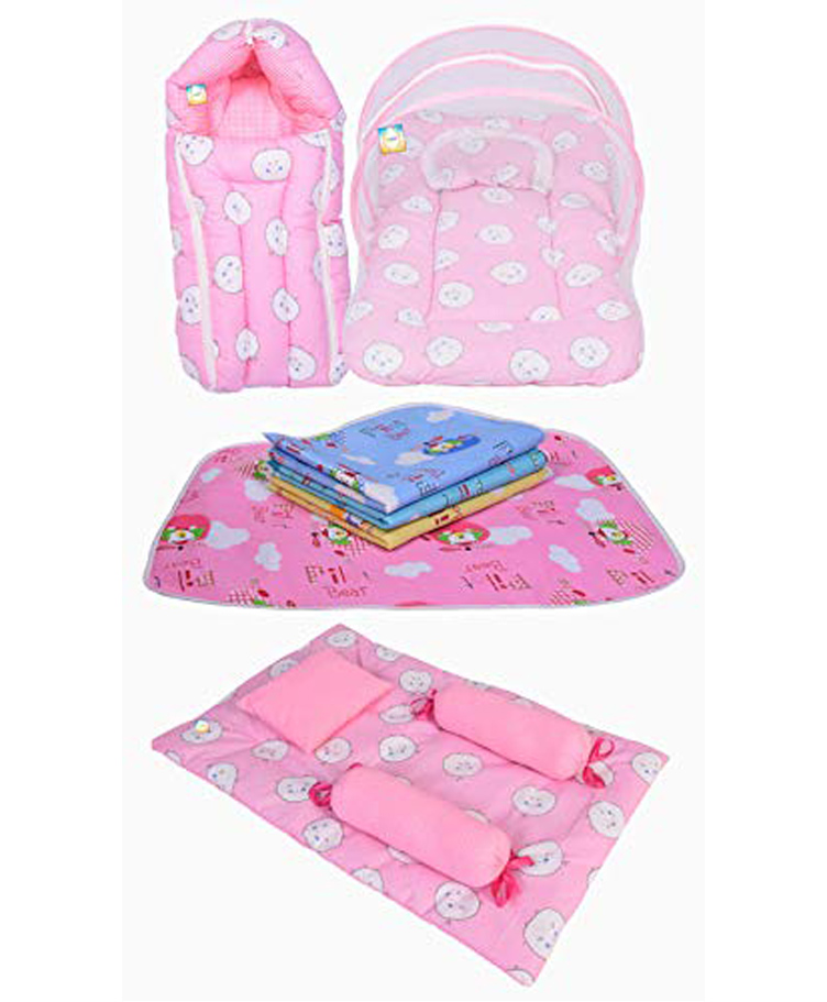 Kwitchy Baby Bedding Set New Born Complete Sleeping Essentials Combo - Pink-image-40