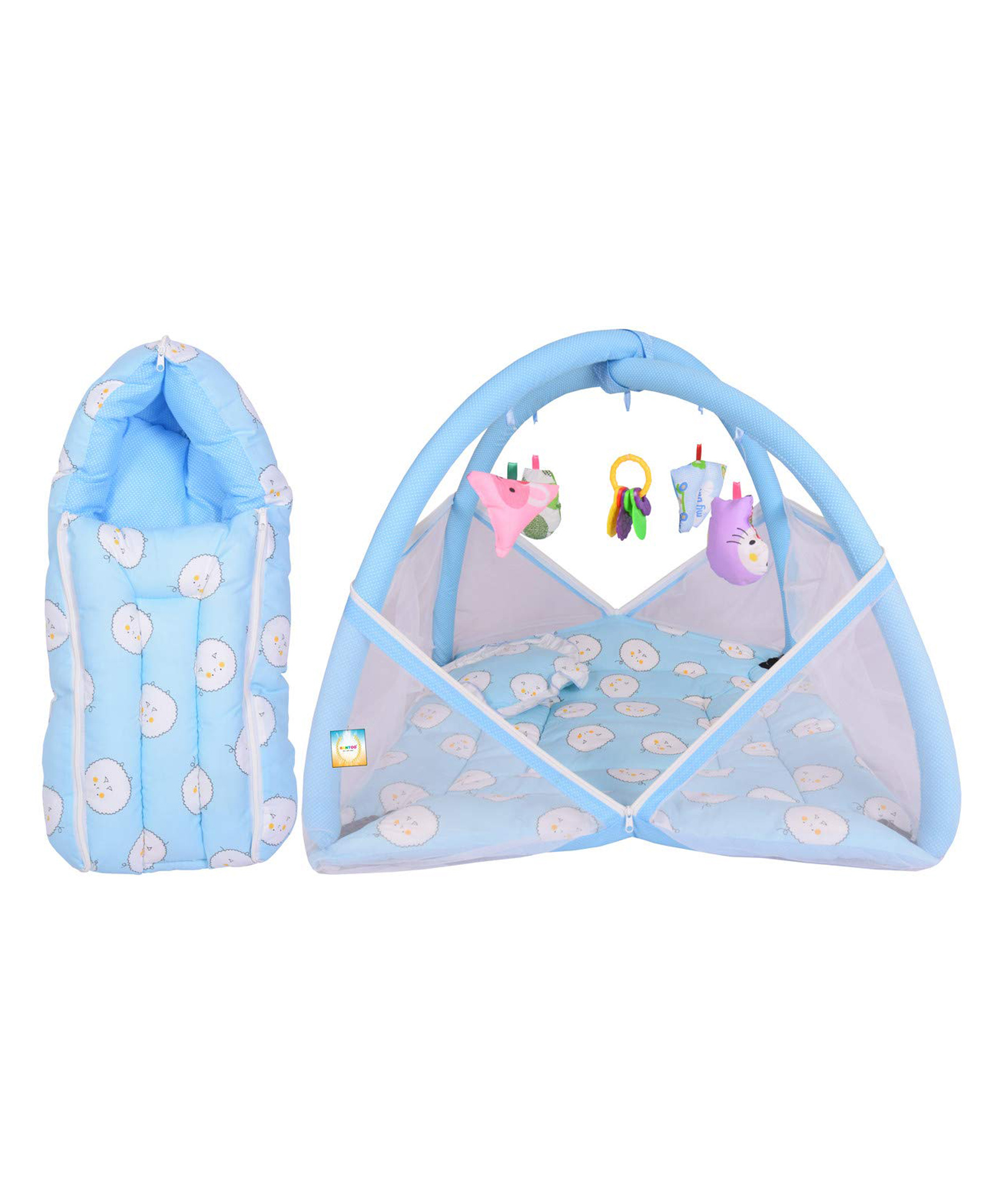 Kwitchy New Born Baby Bedding Combo Mattress with Mosquito Net & Sleeping Bag - Blue-picture-34