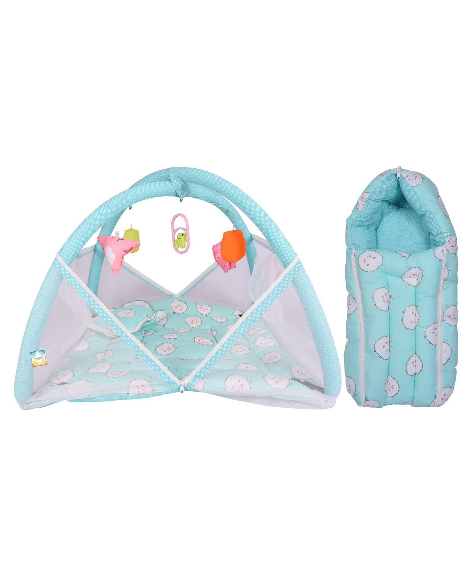 Kwitchy New Born Baby Bedding Combo Mattress with Mosquito Net & Sleeping Bag - Green-picture-37