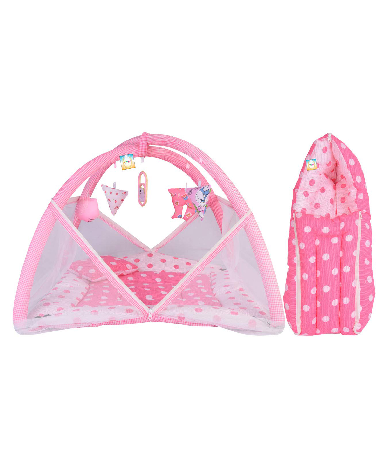 Kwitchy New Born Baby Bedding Set Mattress with Mosquito Net & Sleeping Bag Combo - Pink-picture-43