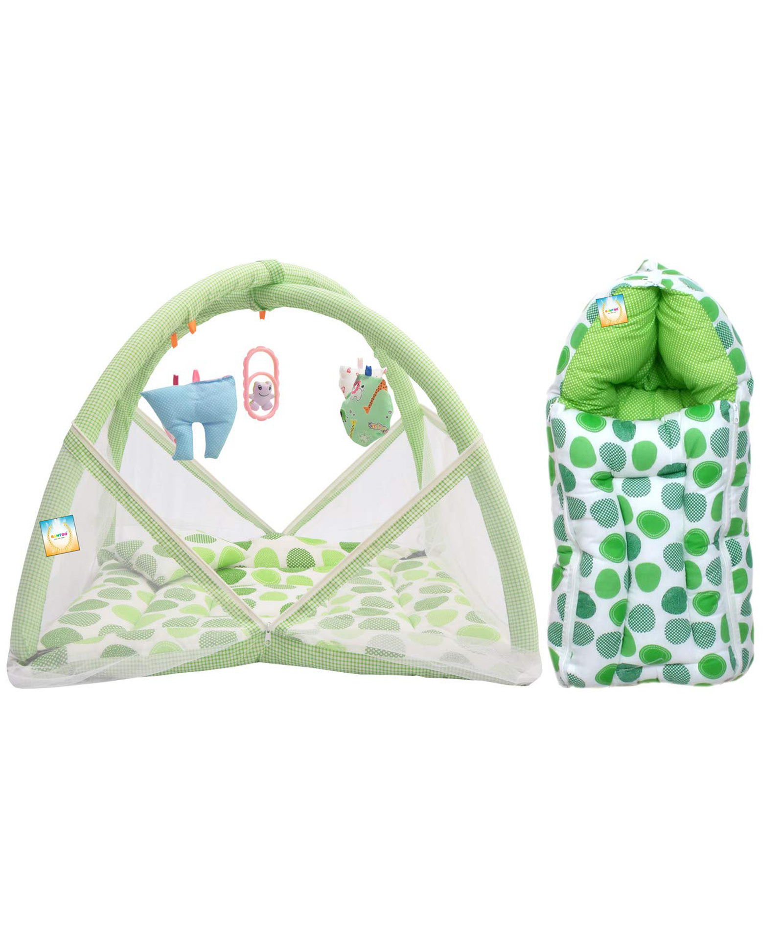 Kwitchy New Born Baby Bedding Set Mattress with Mosquito Net & Sleeping Bag Combo - Green-picture-48