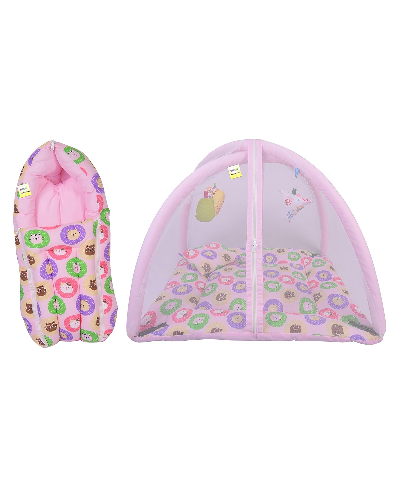 Kwitchy New Born Baby Bedding Set Bed with Mosquito Net & Sleeping Bag Combo - Pink-picture-18