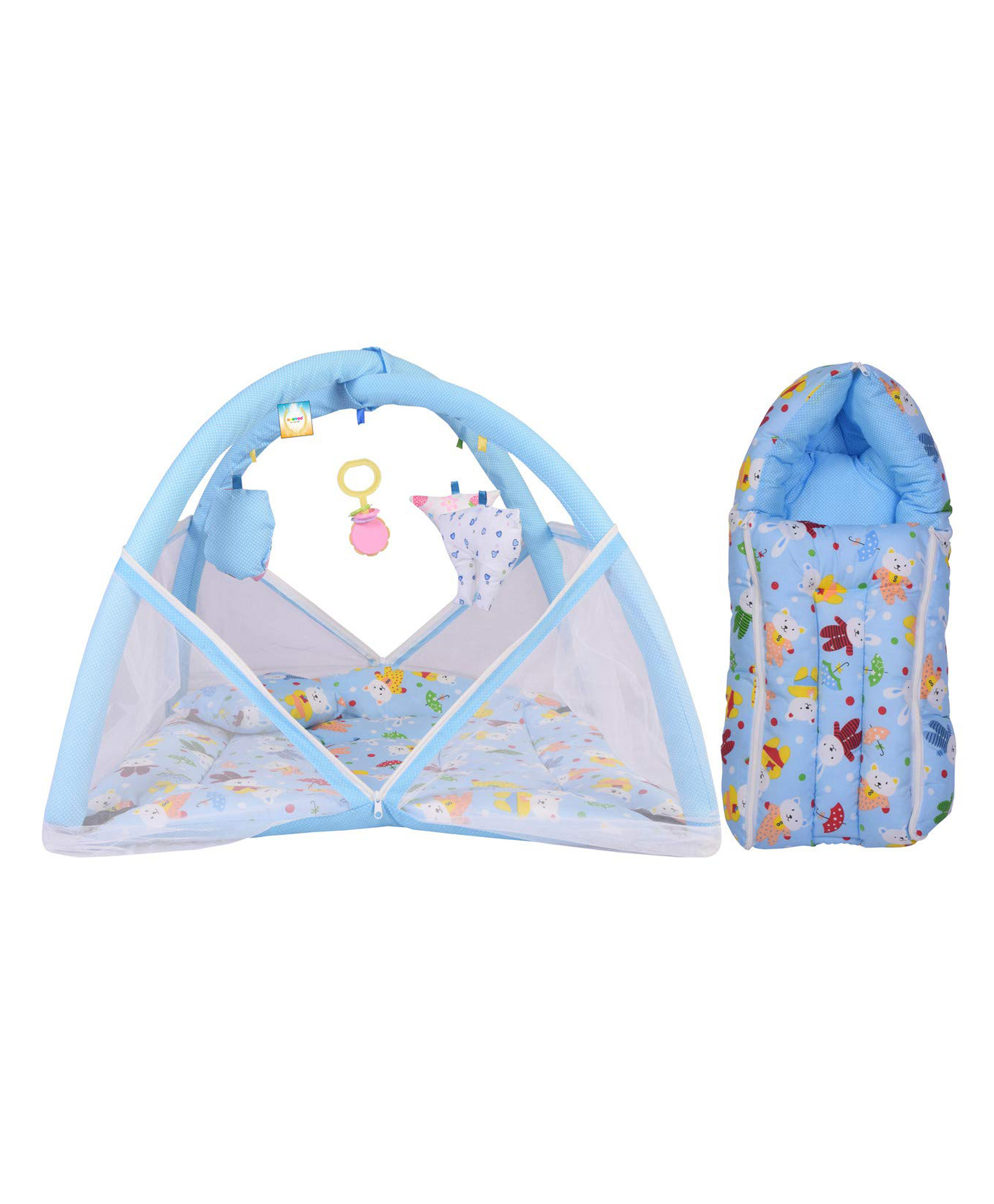 Kwitchy New Born Baby Bedding Combo Mattress with Mosquito Net & Sleeping Bag -Blue-picture-21