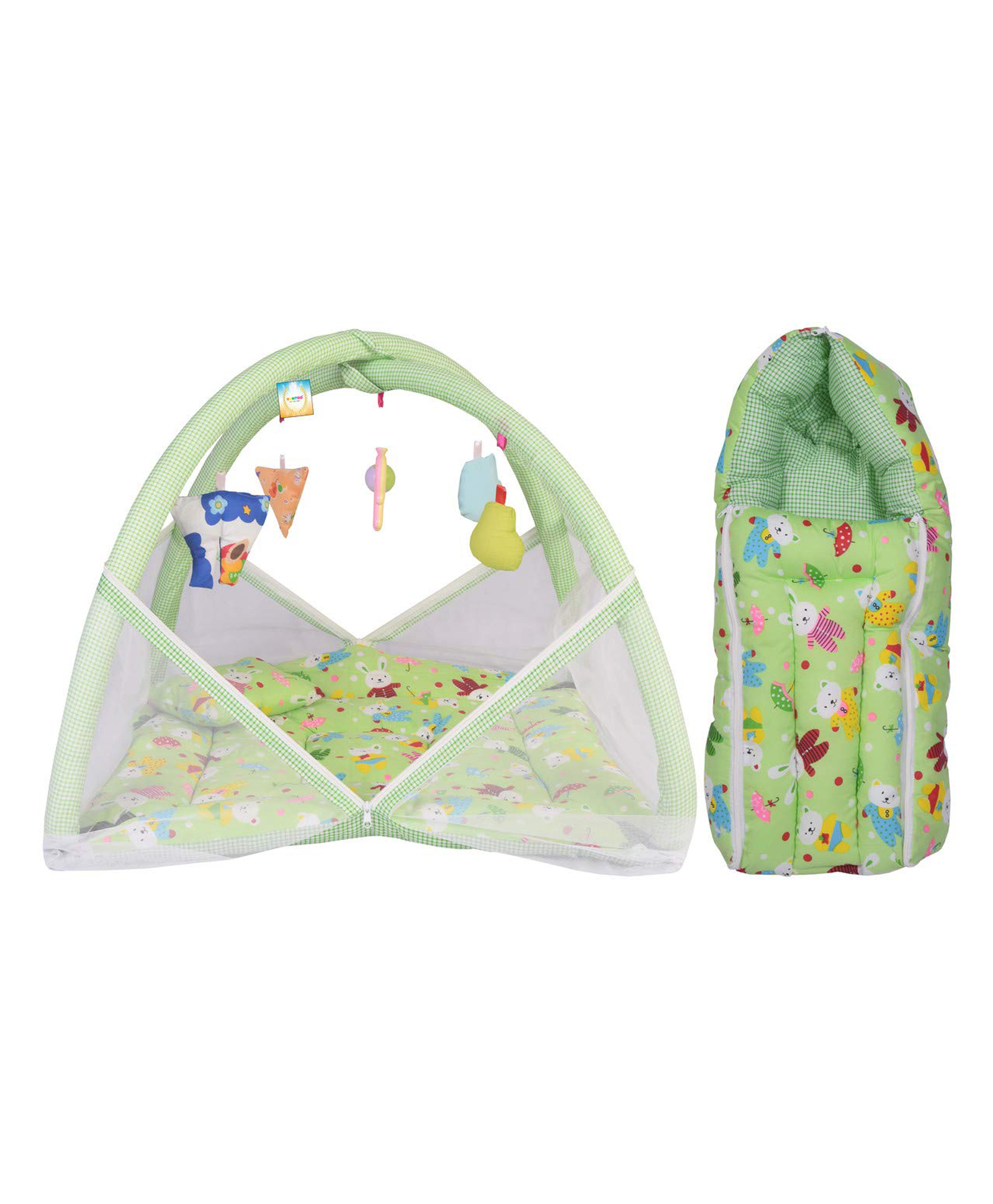 Kwitchy New Born Baby Bedding Combo Mattress with Mosquito Net & Sleeping Bag -Green-picture-25