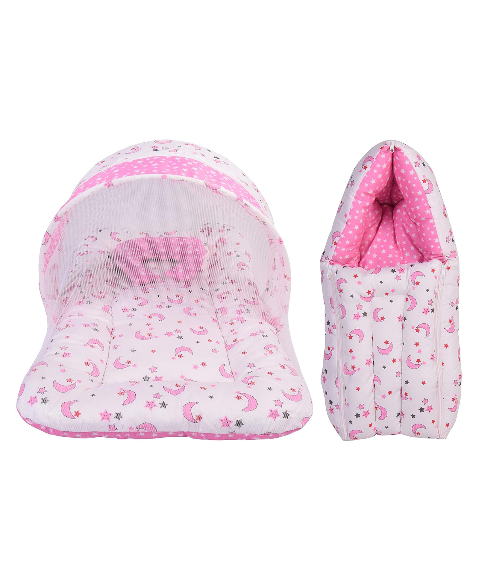 Toddylon Born Baby Combo of Bed with Net & Carry Bag- Pink-picture-9