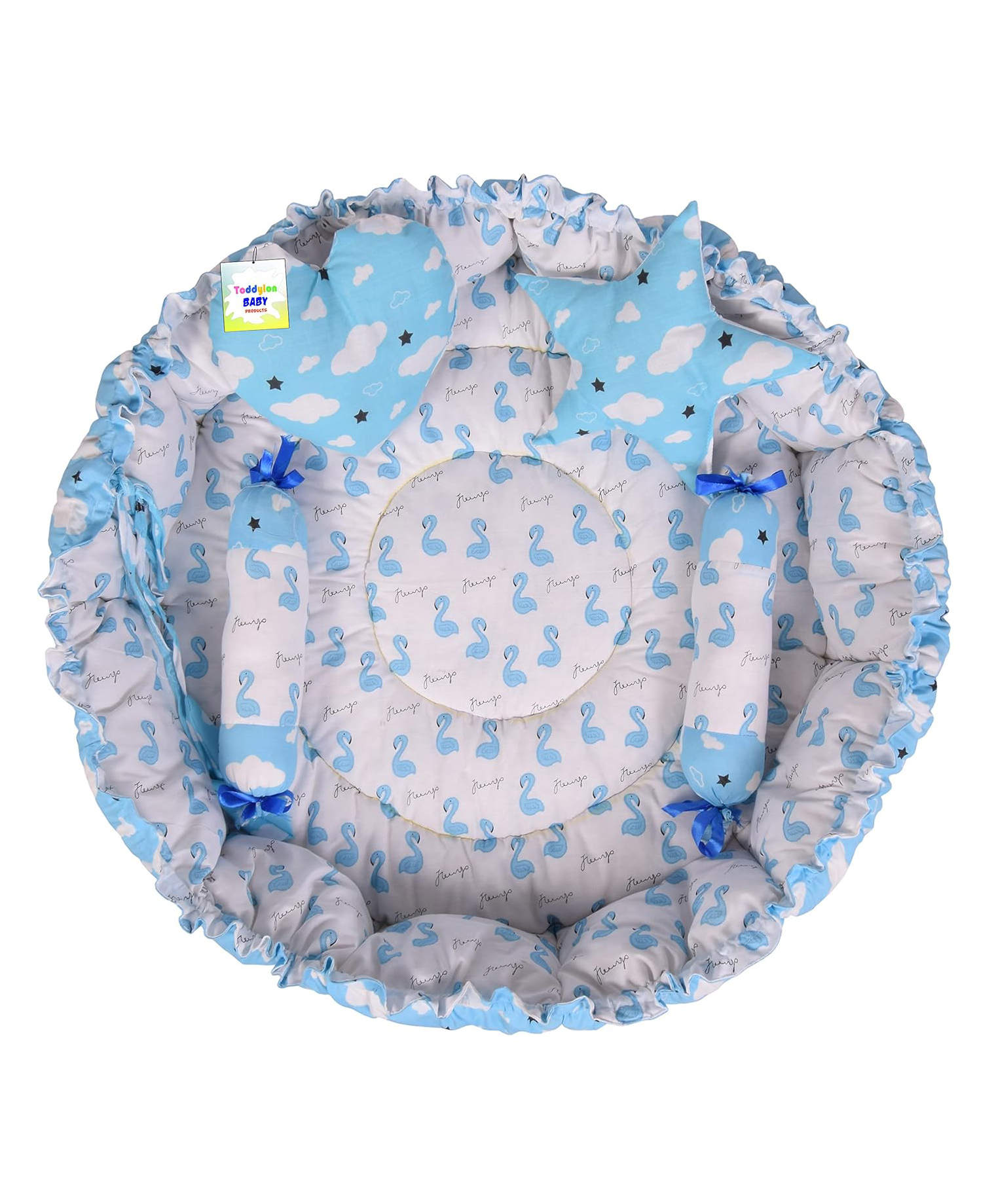 Toddylon Baby Bedding Set New Born Reversible Nest Bed with Pillows - Blue-picture-16