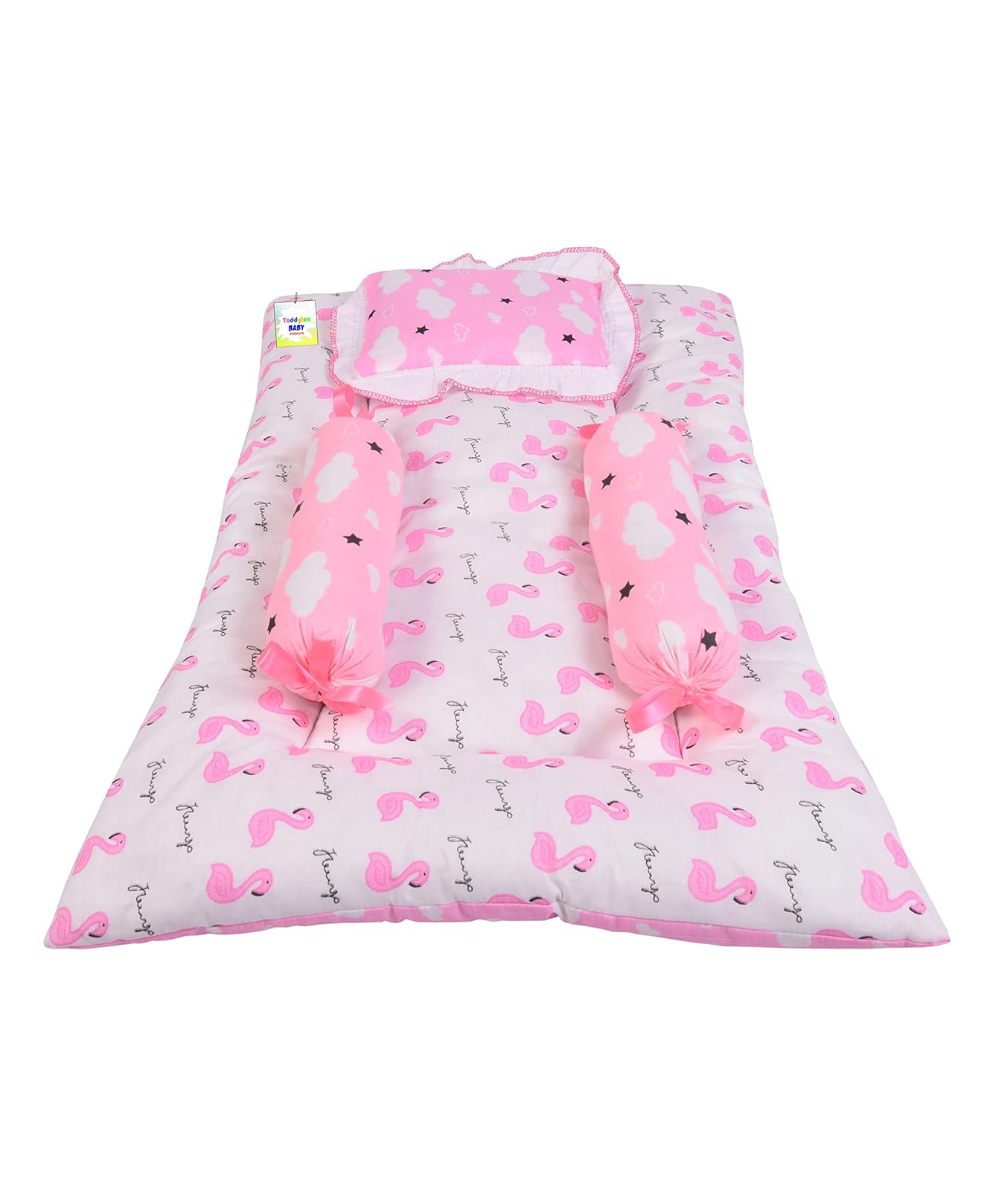 Toddylon Baby Bedding Set New Born Gaddi with Pillows - Pink-picture-22