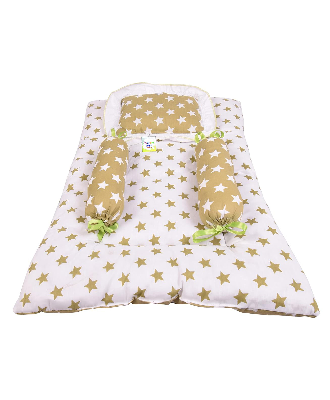 Toddylon Bedding Set for New Born Baby Gadda with Pillow & Side Bolsters - Green-picture-25