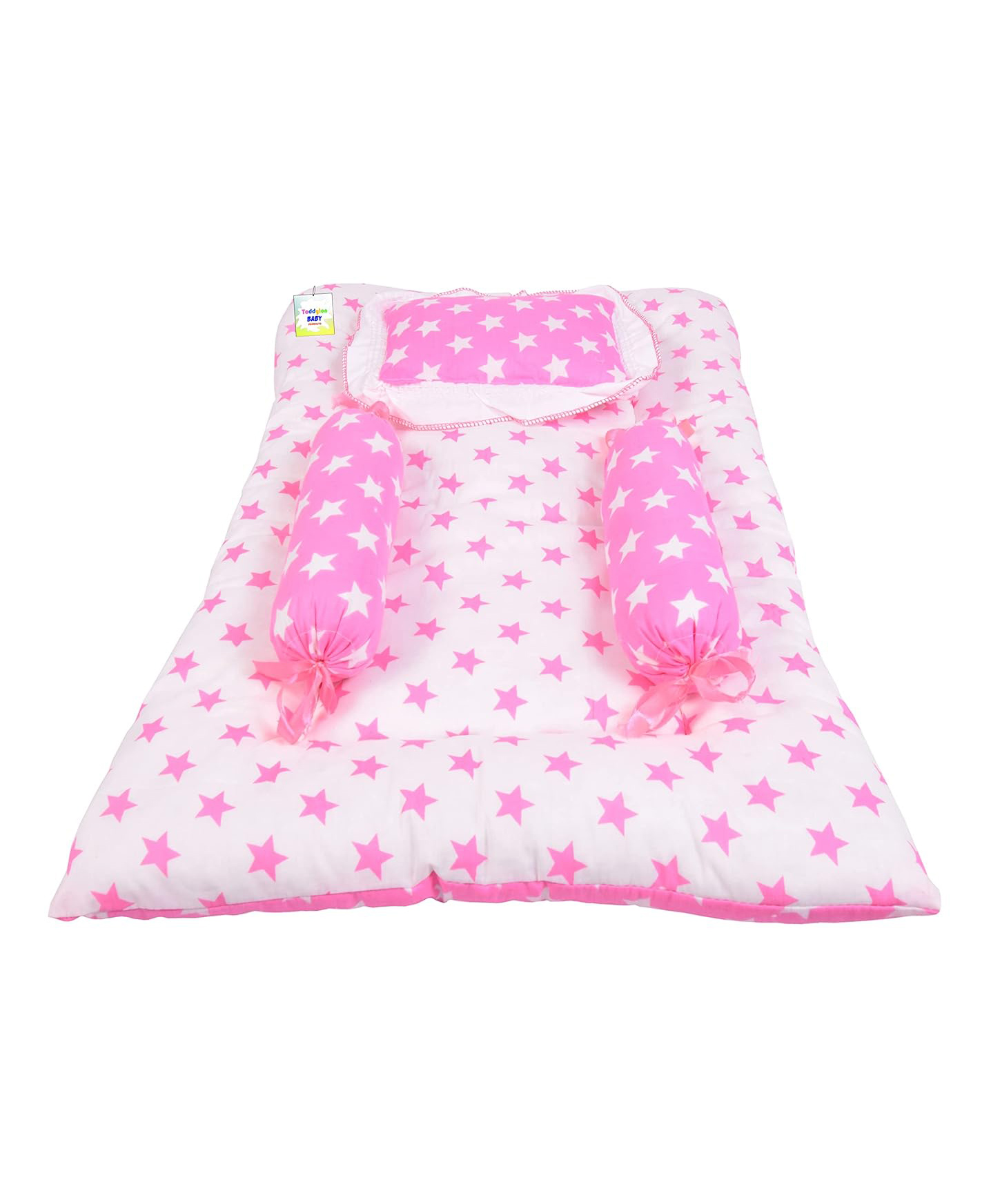 Toddylon Bedding Set for New Born Baby Gadda with Pillow & Side Bolsters - Pink-picture-27