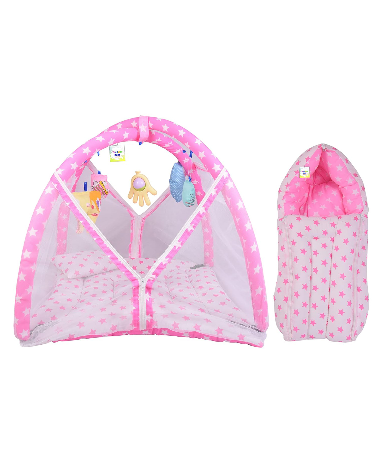 Toddylon Baby Bedding for New Born Play Gym Bed & Sleeping Bag -  Pink-image-49