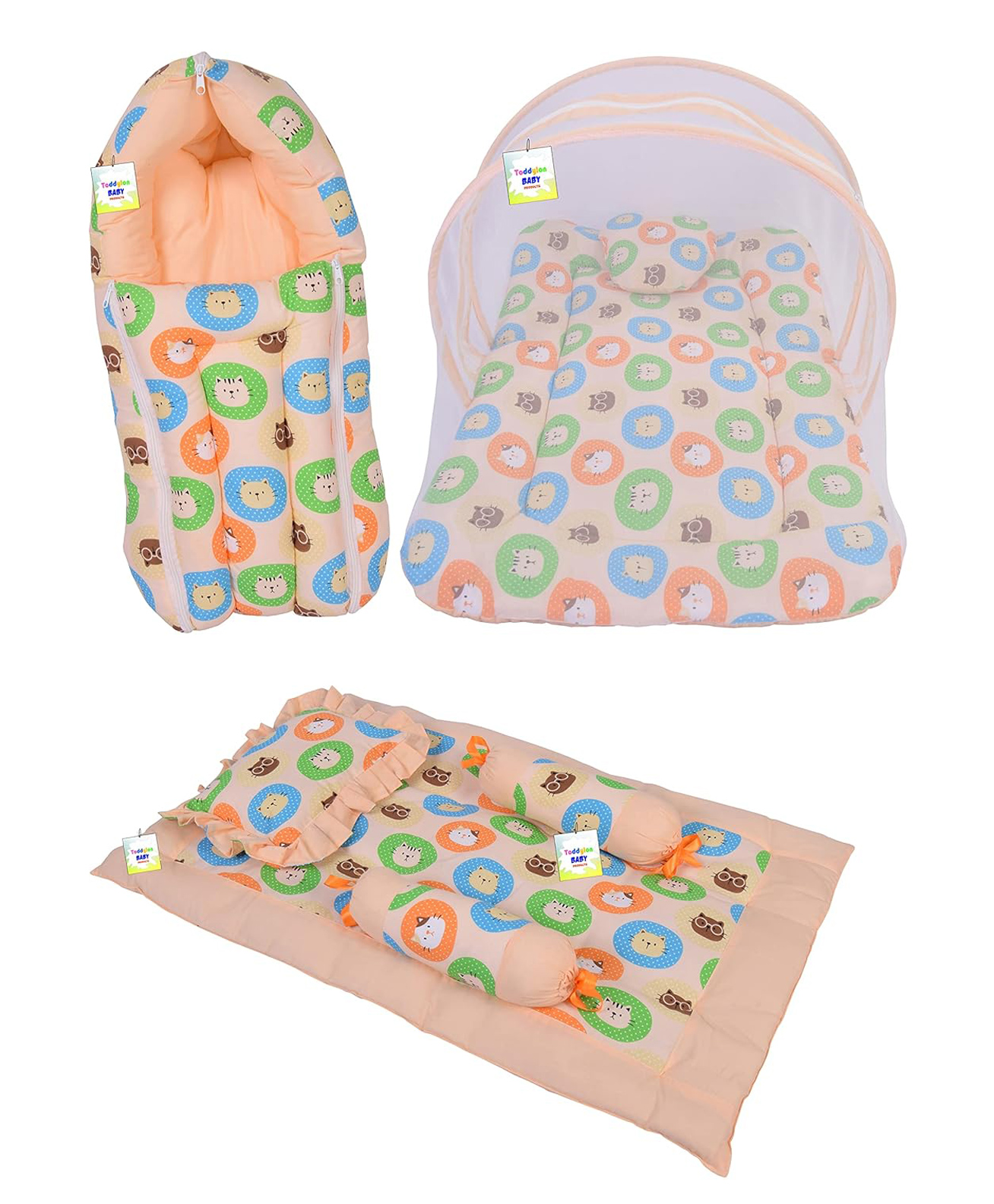 Toddylon Baby Bedding for New Born Sleeping Essential Combo - Orange-picture-36
