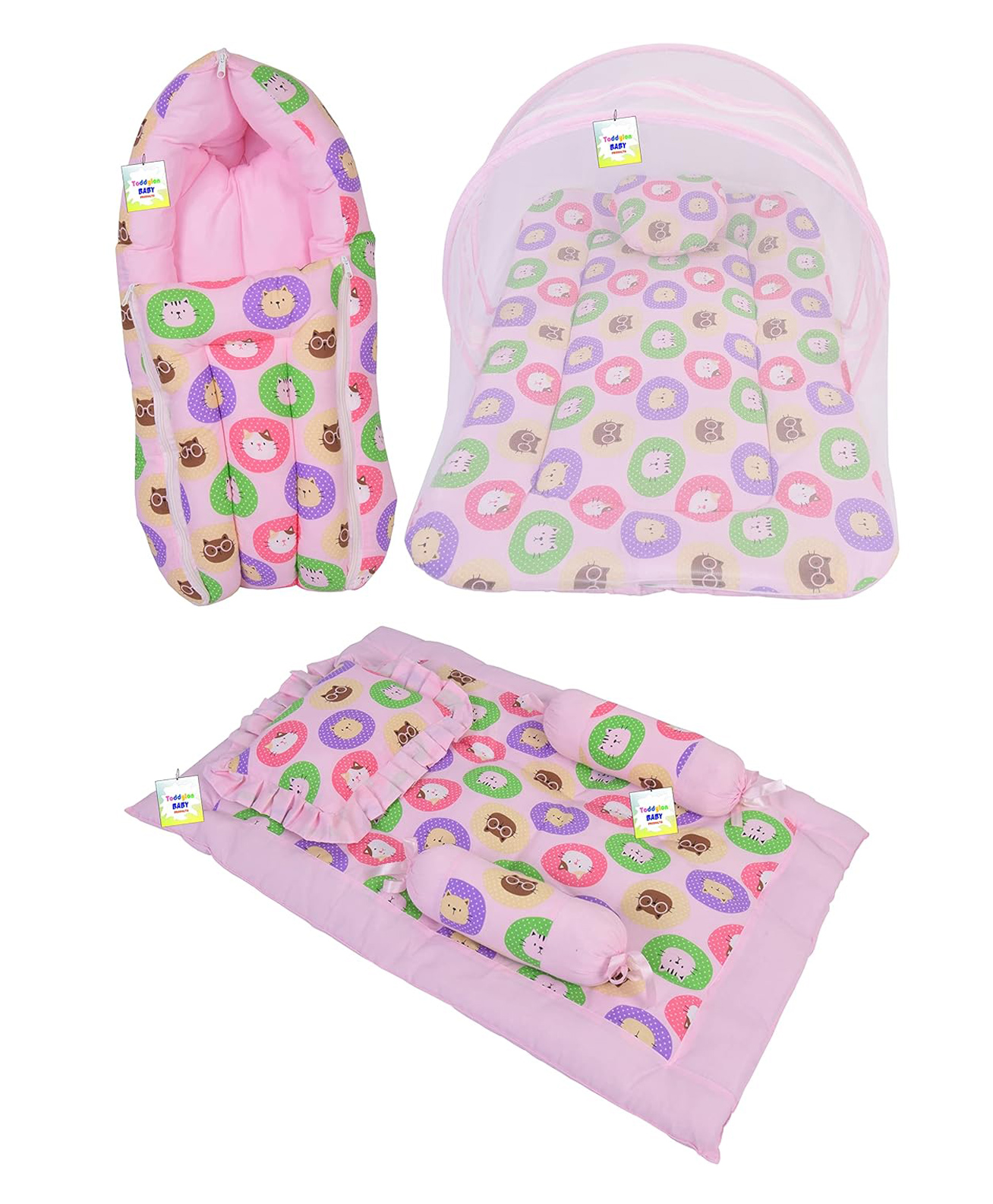 Toddylon Baby Bedding for New Born Sleeping Essential Combo - Pink-image-37