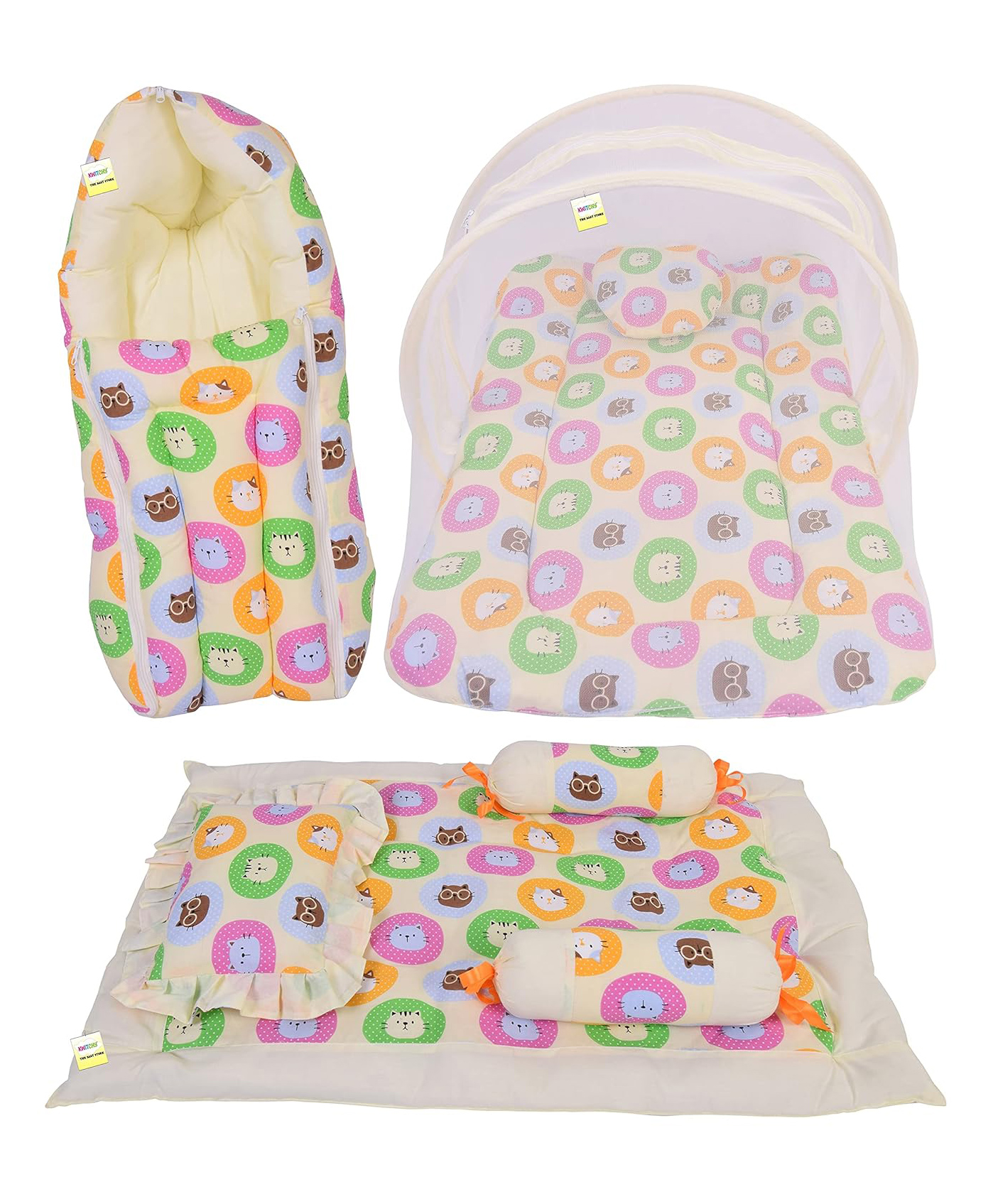 Kwitchy New Born Baby Bedding Set Combo of Mattress with Net Sleeping Bag 4 Pcs Gadda Set-picture-42