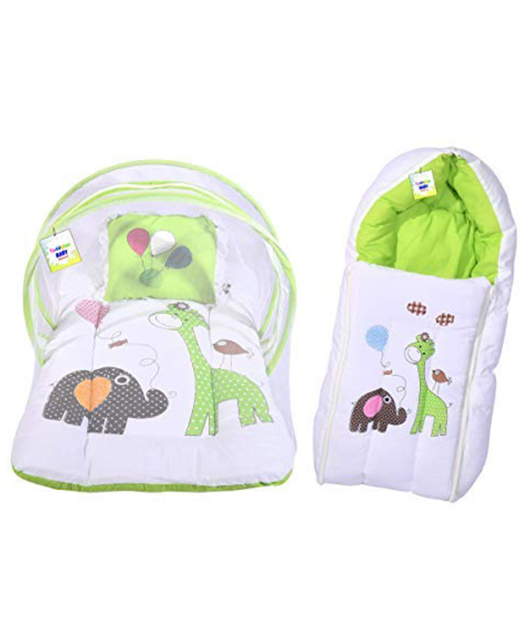 Toddylon New Born Baby Net Bed & Sleeping Bag Combo Gift Set - Green-picture-36