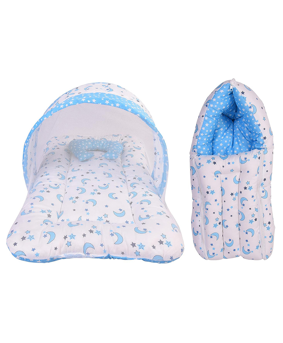 Toddylon Baby Bedding Set New Born Mosquito Net Bed & Sleeping Bag Combo - Blue-picture-38