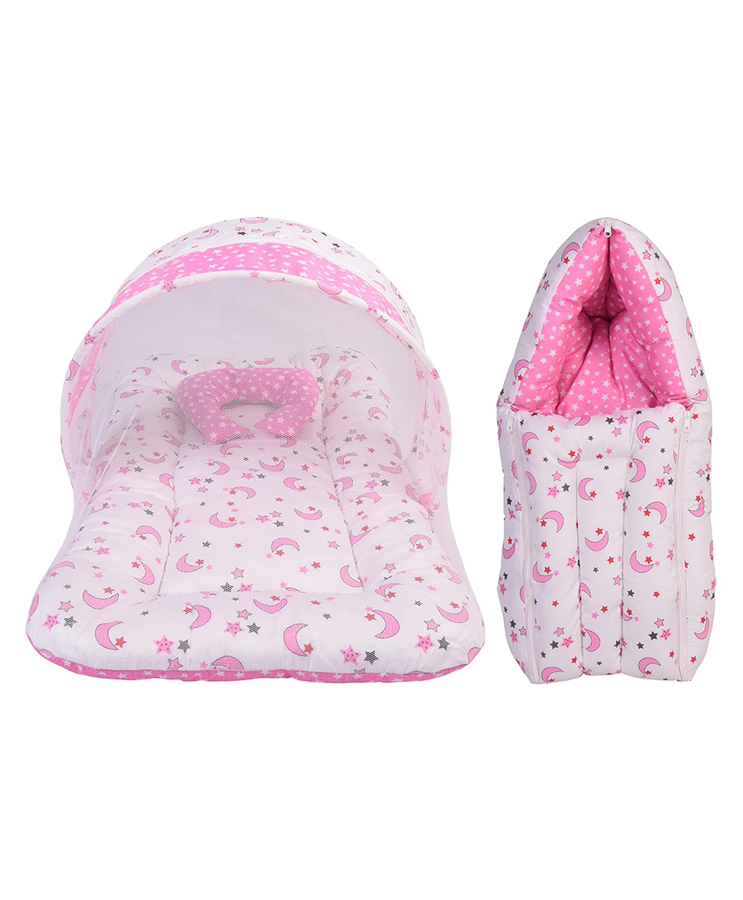 Toddylon Baby Bedding Set New Born Mosquito Net Bed & Sleeping Bag Combo - Pink-picture-21