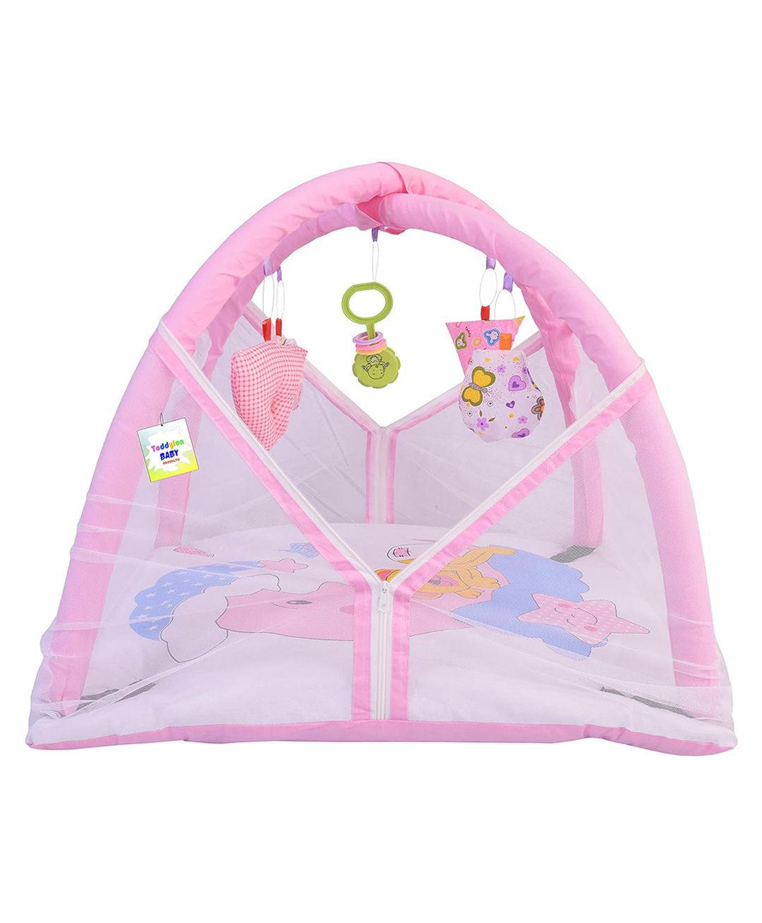 Toddylon Baby Bed with Mosquito Net New Born Bedding Set - Pink-image-48