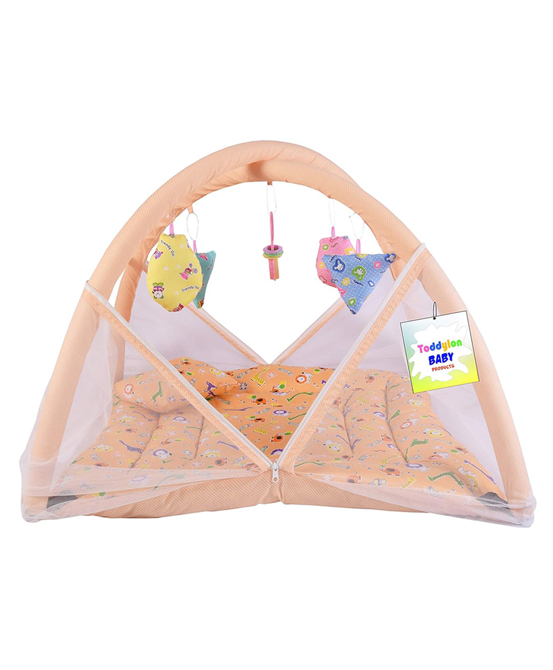 Toddylon Baby Bedding Set Mattress with Mosquito Net New Born Bed -  Orange-image-38