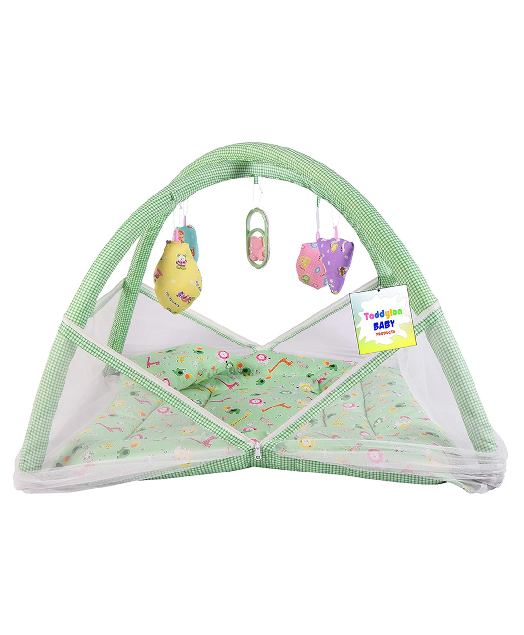 Toddylon Baby Bedding Set Mattress with Mosquito Net New Born Bed -  Green-picture-15