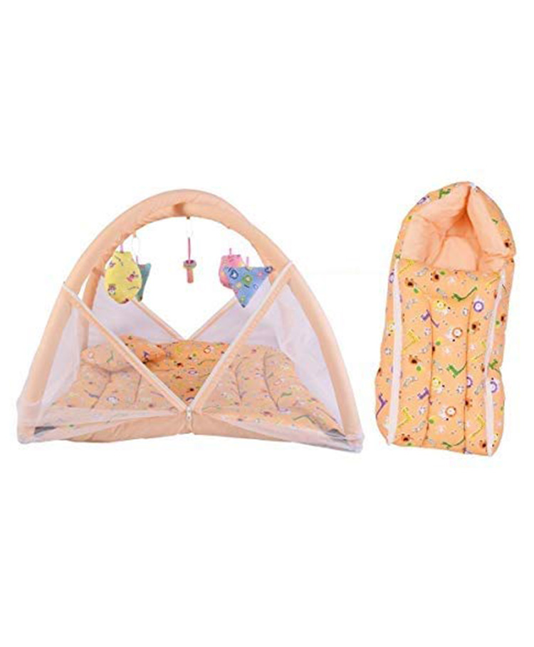 Toddylon New Born Baby Bedding Set Mattress with Mosquito Net & Sleeping Bag Combo - Orange-picture-22