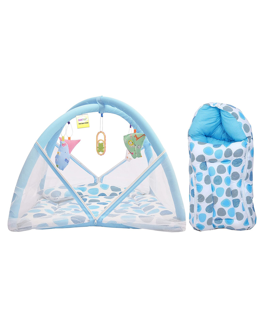 Toddylon New Born Baby Bedding Set Mattress with Mosquito Net & Sleeping Bag Combo - Blue-picture-25