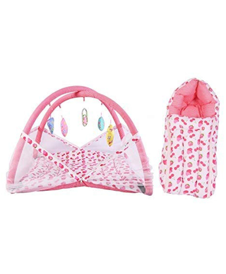 Toddylon New Born Baby Bedding Set Mattress with Mosquito Net & Sleeping Bag Combo - Pink-picture-27