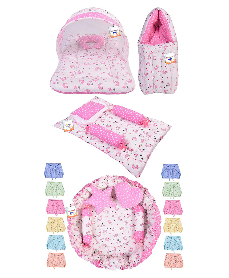 Toddylon New Born Bedding Set Combo & Baby Cloth Nappies - Pink-picture-8