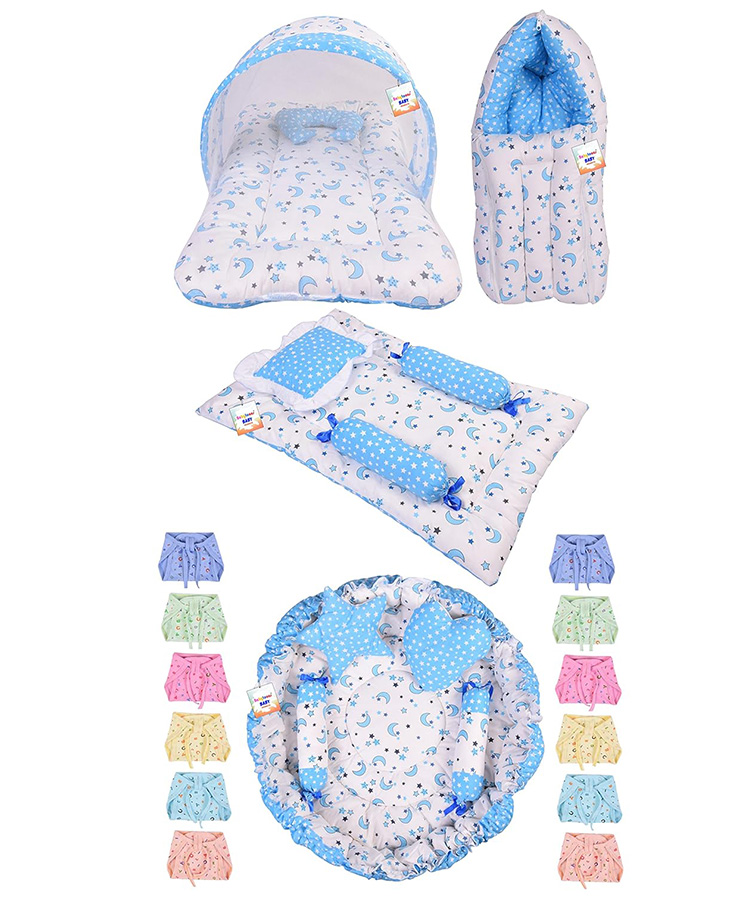 Toddylon New Born Bedding Set Combo & Baby Cloth Nappies - Blue-picture-44
