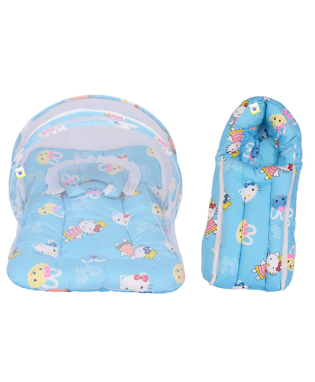 Toddylon Baby Mattress with Mosquito Net & Sleeping Bag Combo Bedding Set - Blue-picture-41
