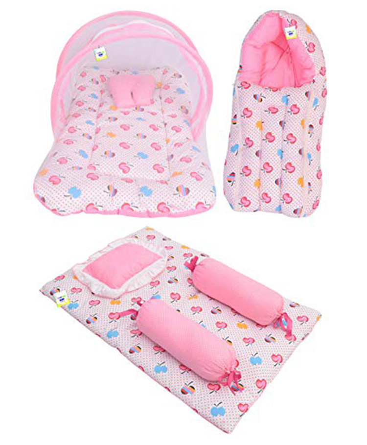 Toddylon New Born Baby Bedding Set Mosquito Net Bed Sleeping Bag & Gaddi Set - Pink-picture-26