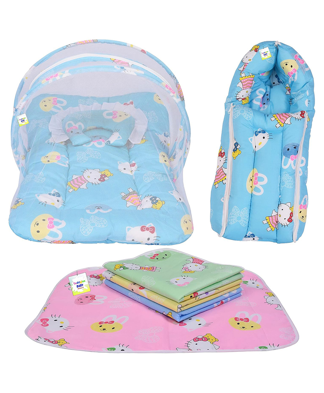 Toddylon New Born Baby Sleeping Essential Bedding Combo Set - Blue-picture-19