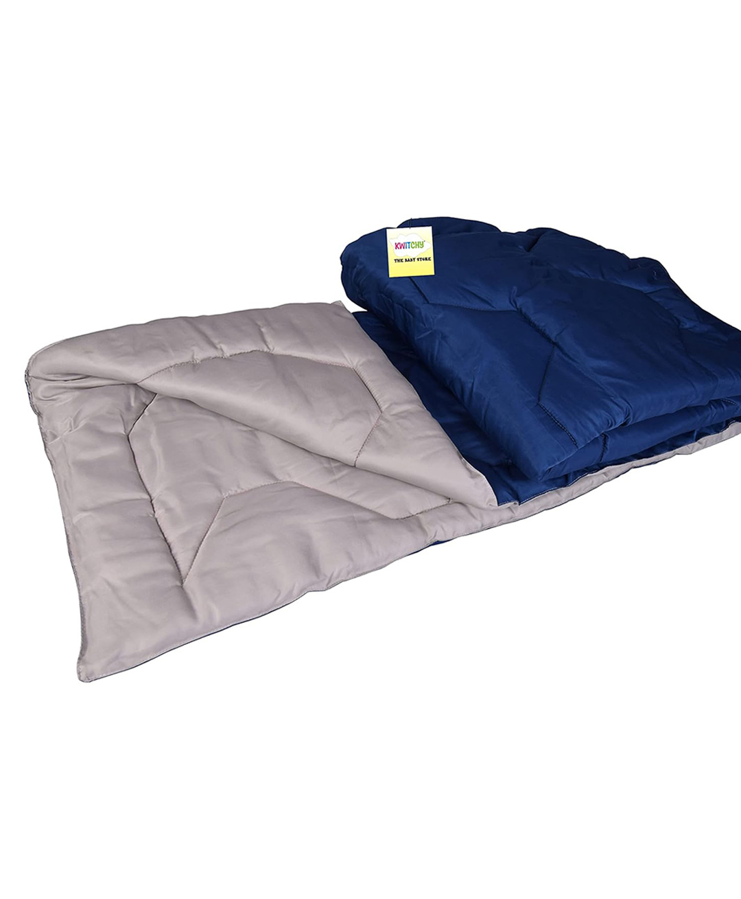 Kwitchy Baby Reversible Comforter New Born All Season Use Blanket - Blue & Grey-image-3